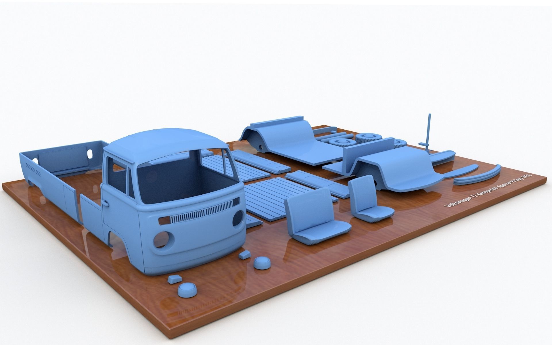 Volkswagen T2 Kemperink Special Pickup 1976 3D print model_6