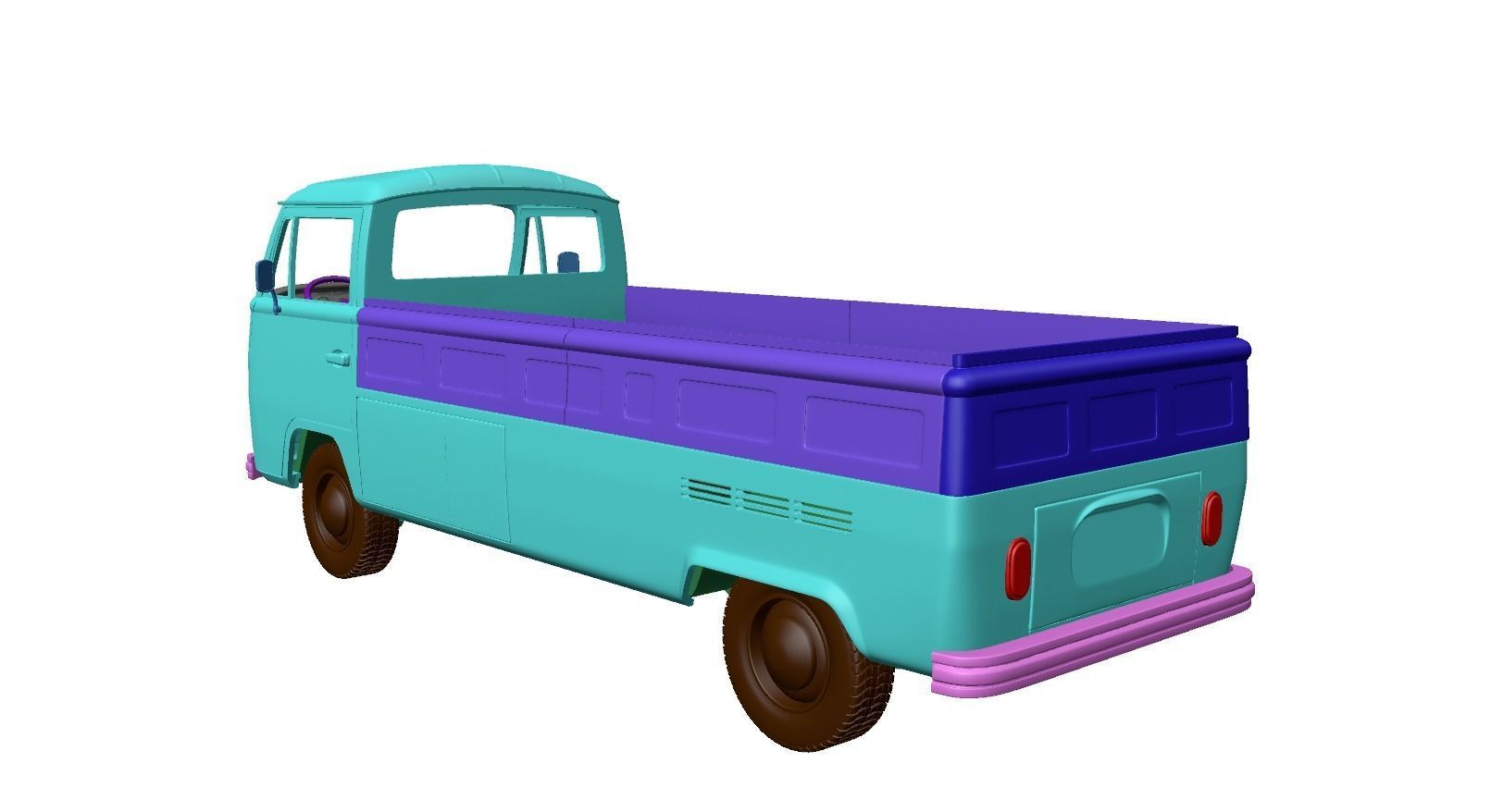Volkswagen T2 Kemperink Special Pickup 1976 3D print model_12
