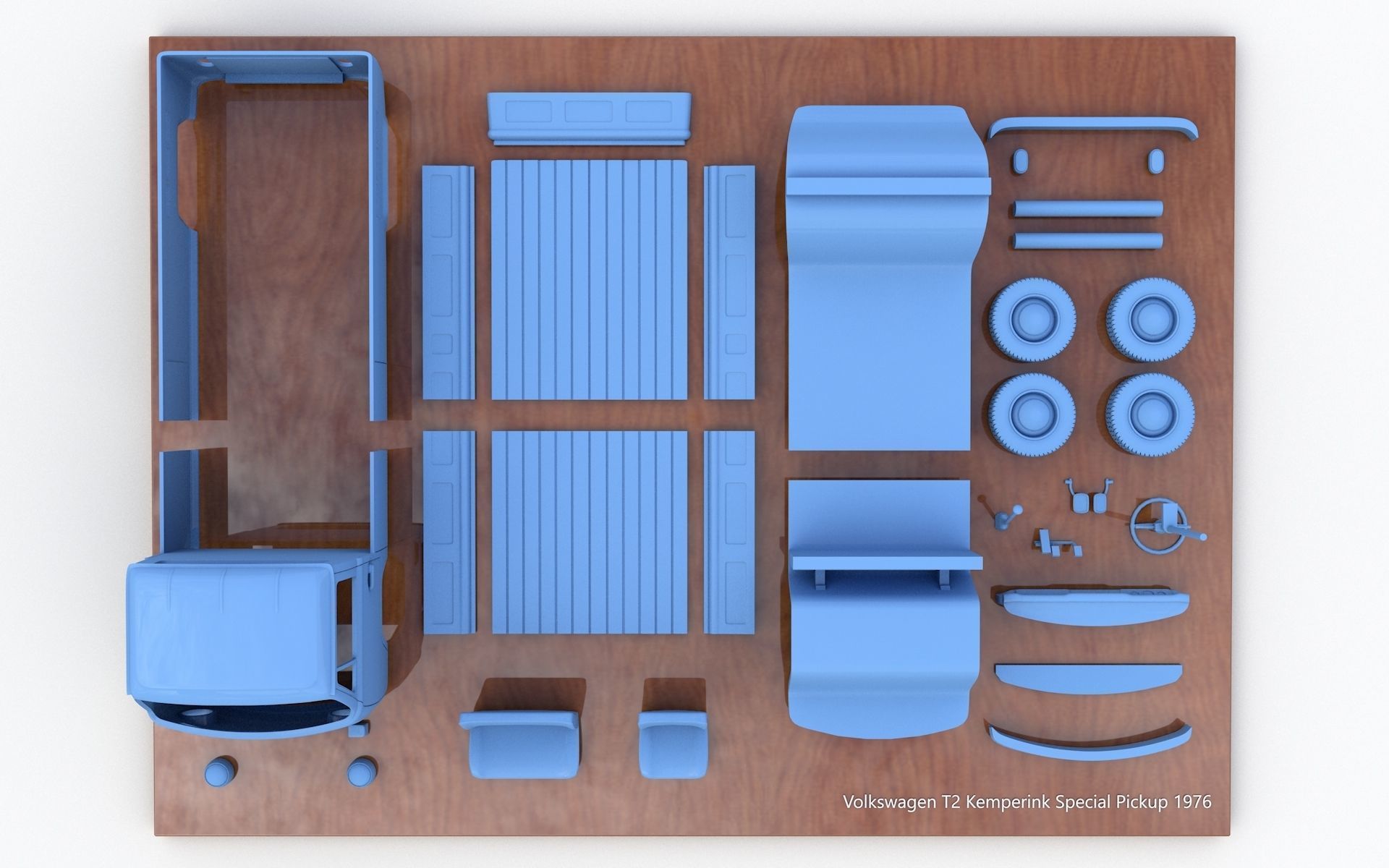 Volkswagen T2 Kemperink Special Pickup 1976 3D print model_7