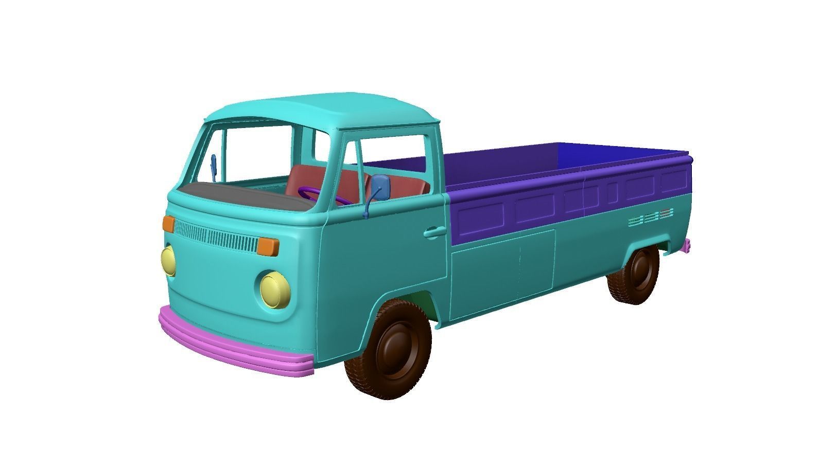 Volkswagen T2 Kemperink Special Pickup 1976 3D print model_11