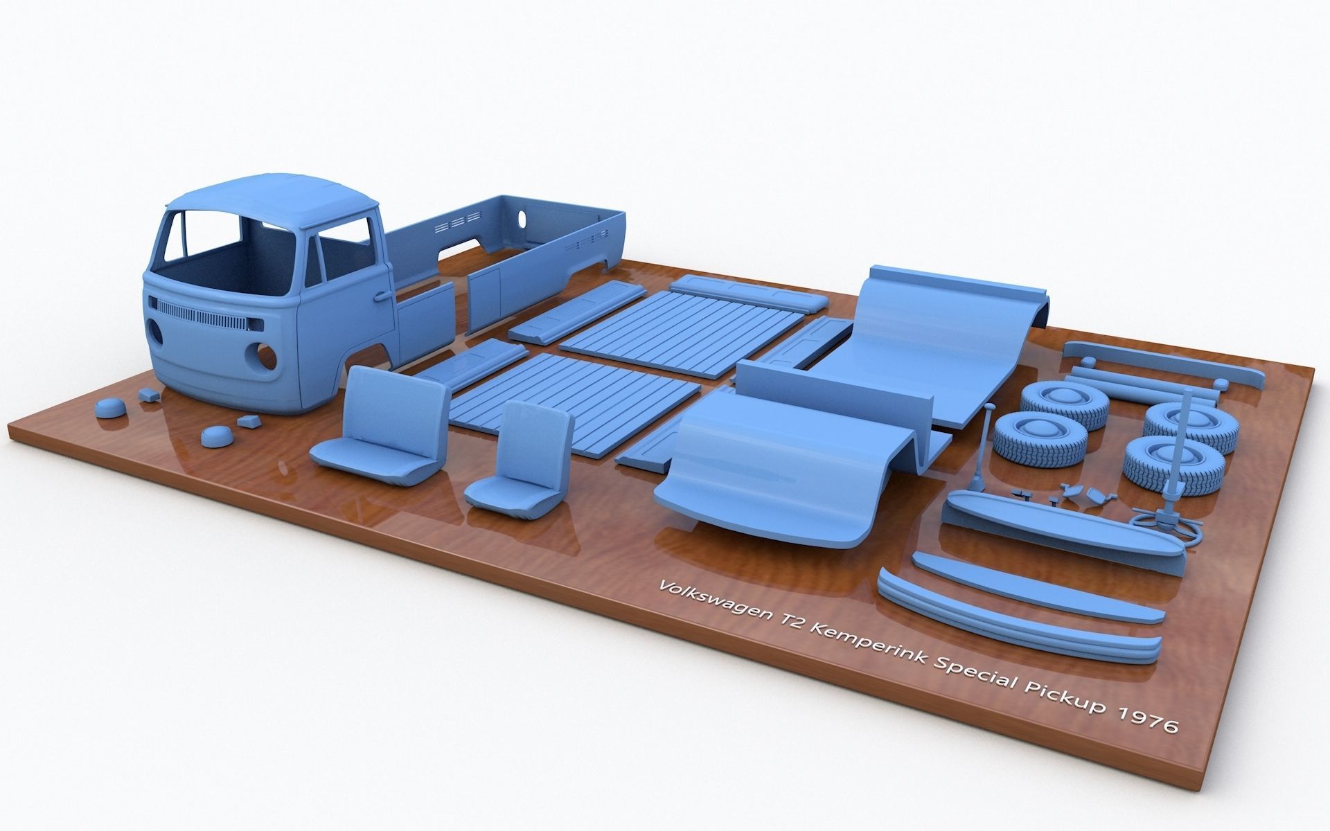 Volkswagen T2 Kemperink Special Pickup 1976 3D print model_1