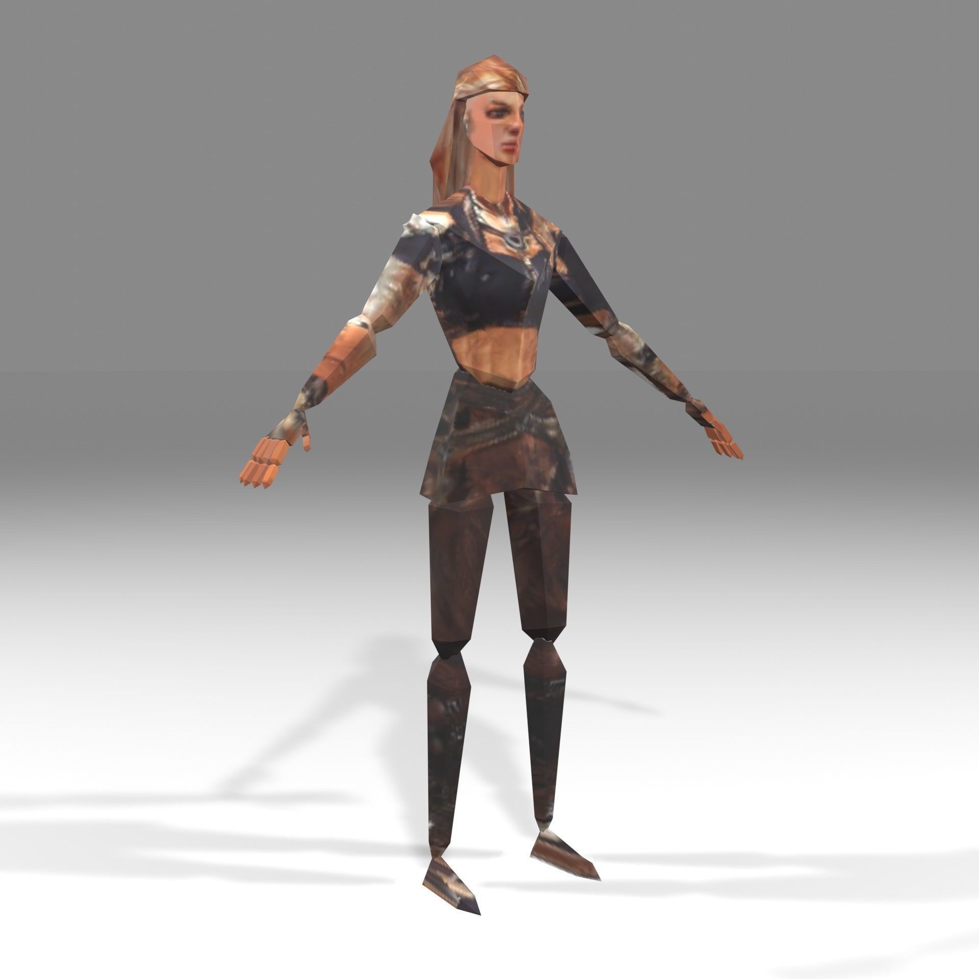 PS-Style Sci-fi Female Character Low-poly 3D model_2