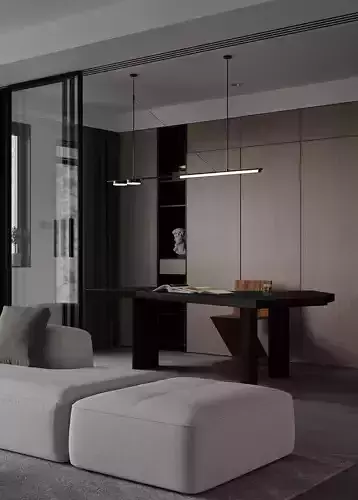 Modern apartment living room dining room kitchen design 3d model 3D model