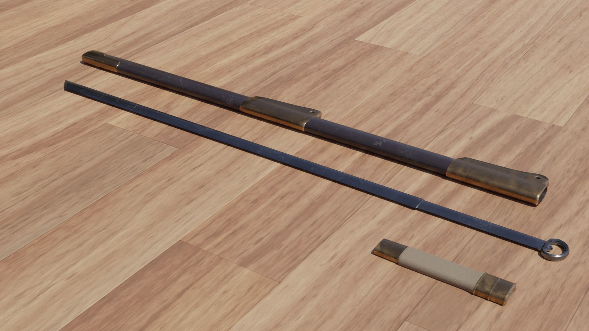 Chinese Single-edged sword Huanshou Dao Low-poly 3D model_3