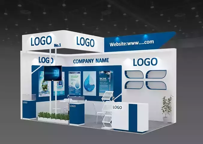 Exhibition booth 6x3m 2 open side 3D print model