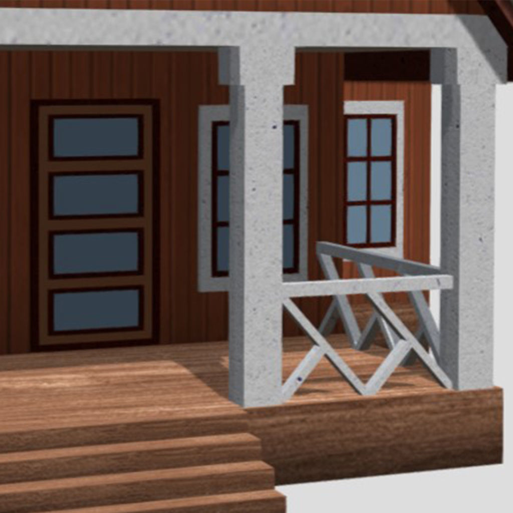 American Style Cottage - Town House Model Low-poly 3D model_5