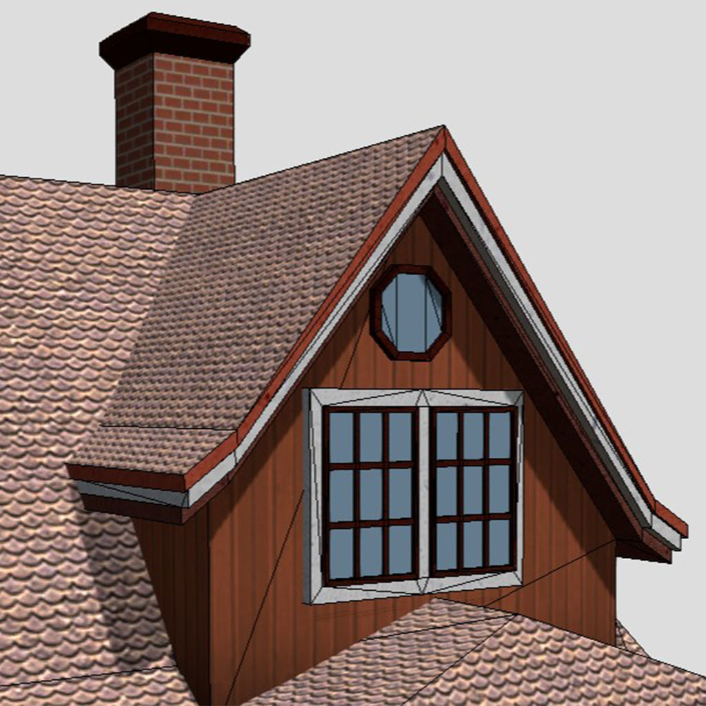 American Style Cottage - Town House Model Low-poly 3D model_7