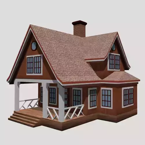 American Style Cottage - Town House Model Low-poly 3D model