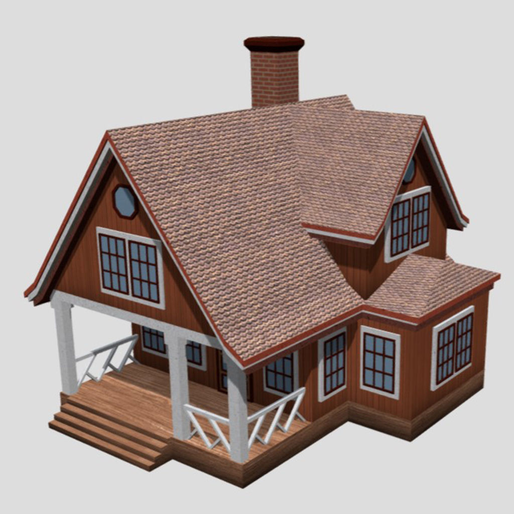 American Style Cottage - Town House Model Low-poly 3D model_4