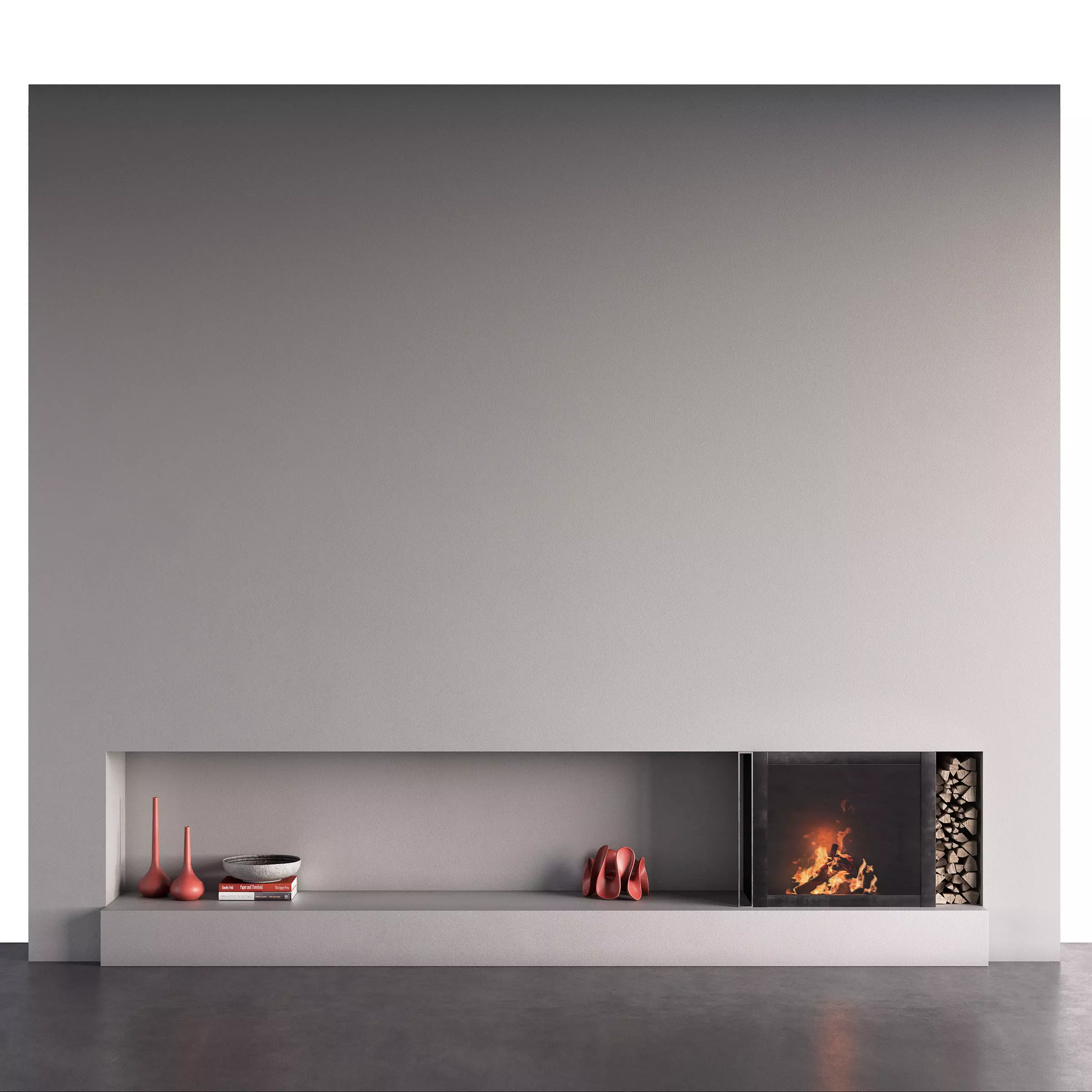 Decorated Wall with Fireplace - 7 3D model