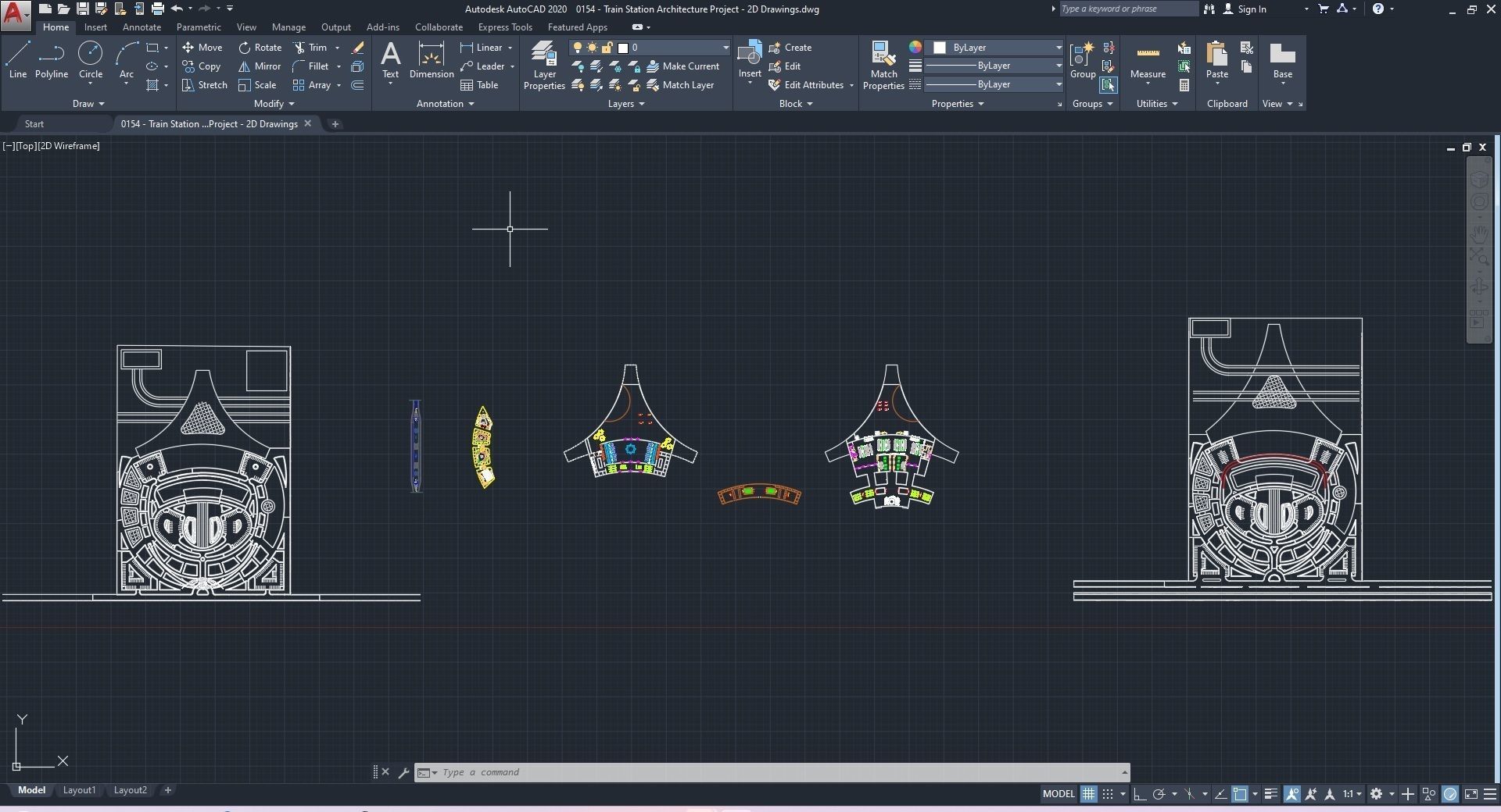 0154 - Train Station Architecture Project - 2D Drawings-3D Files 3D model_29