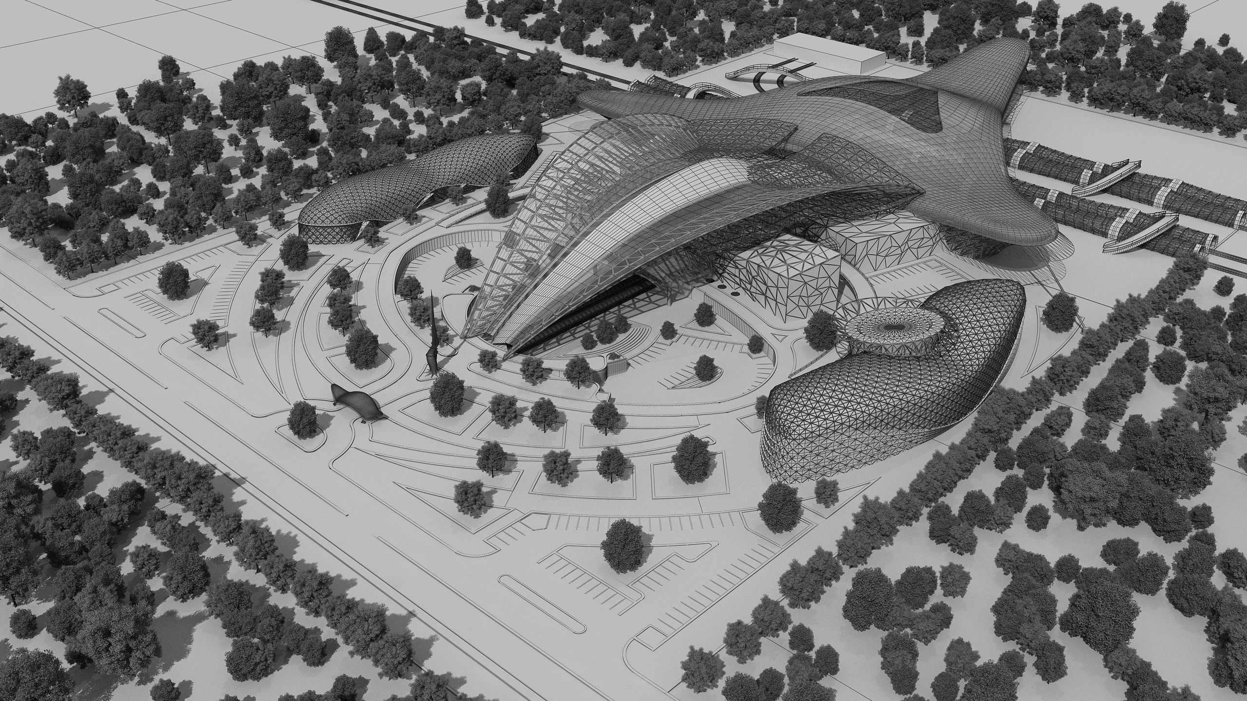 0154 - Train Station Architecture Project - 2D Drawings-3D Files 3D model_13