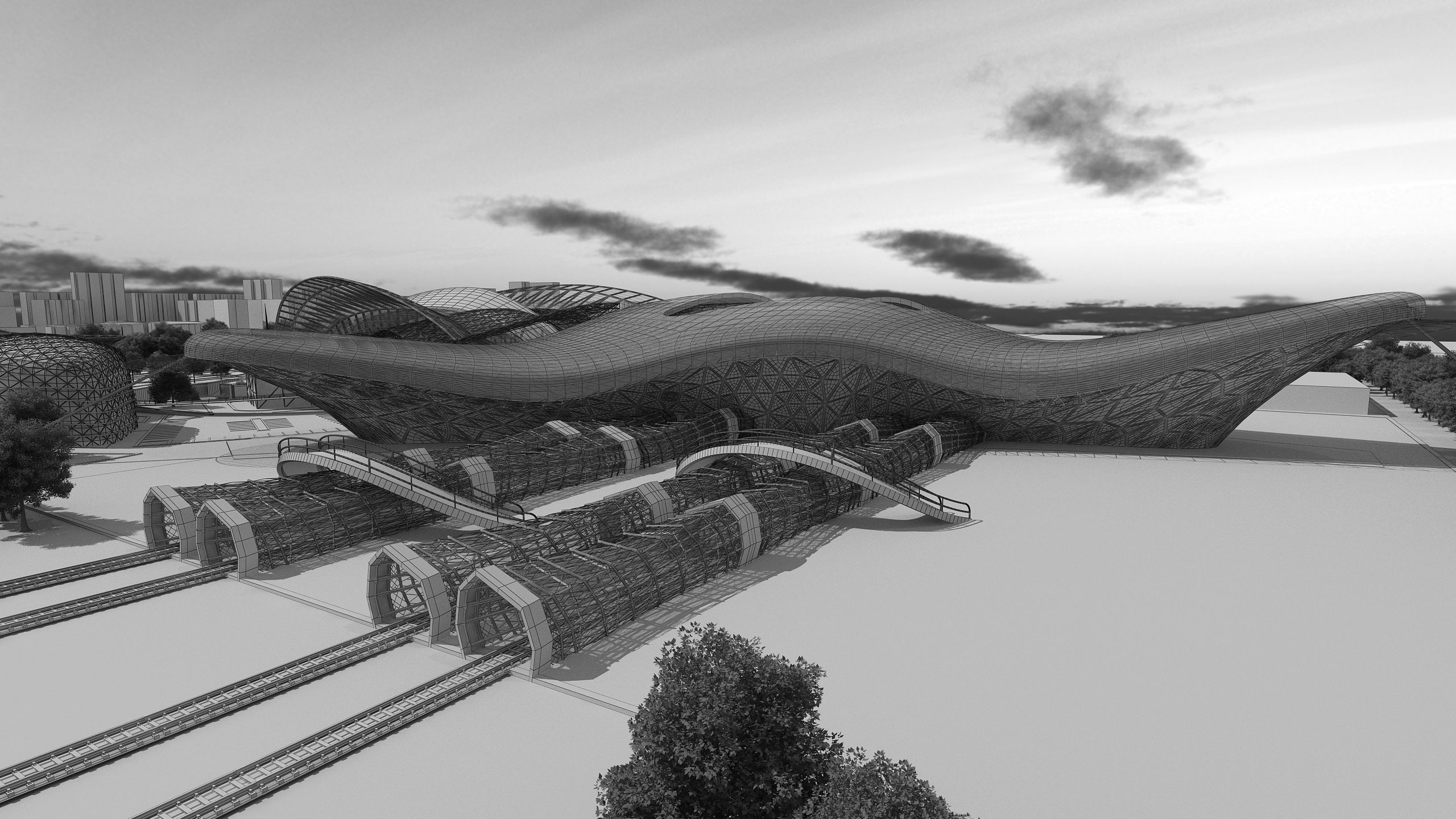 0154 - Train Station Architecture Project - 2D Drawings-3D Files 3D model_20