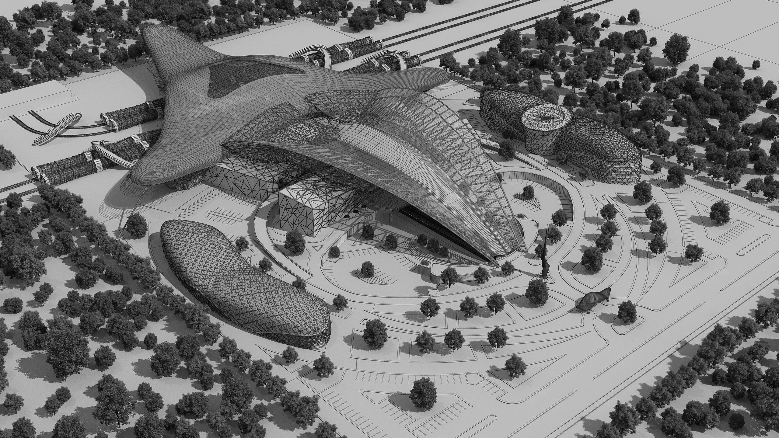 0154 - Train Station Architecture Project - 2D Drawings-3D Files 3D model_12