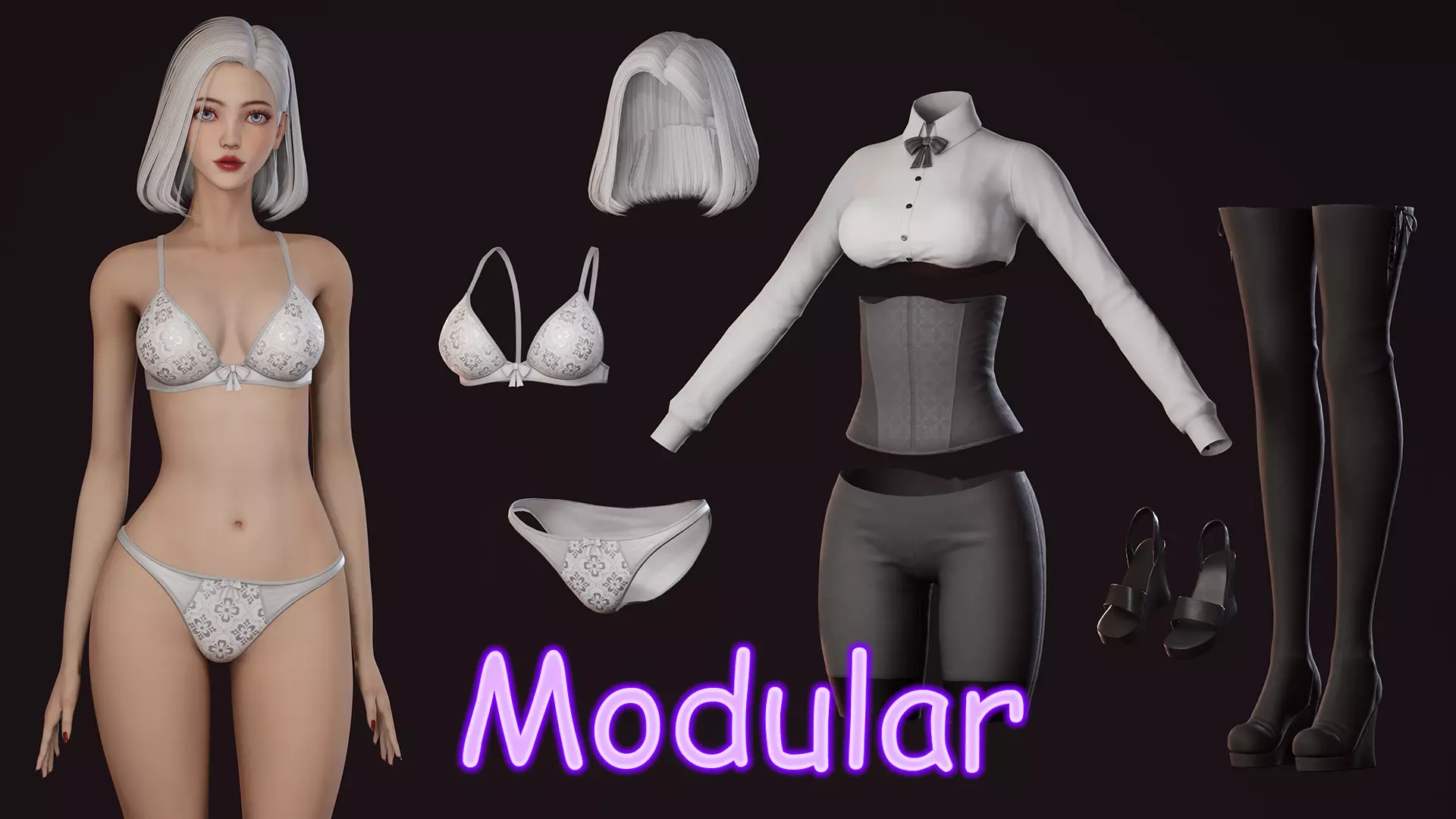 Girl - Game Ready Low-poly 3D model_6