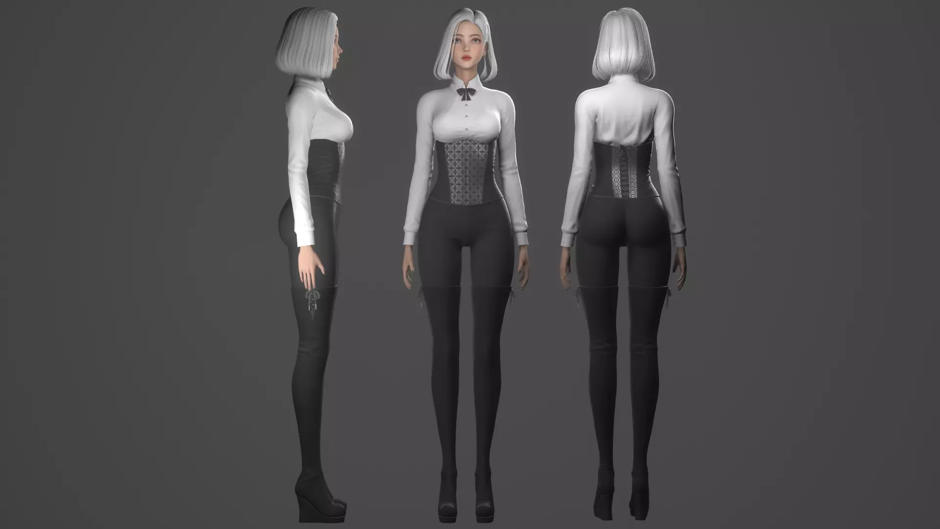 Girl - Game Ready Low-poly 3D model_8