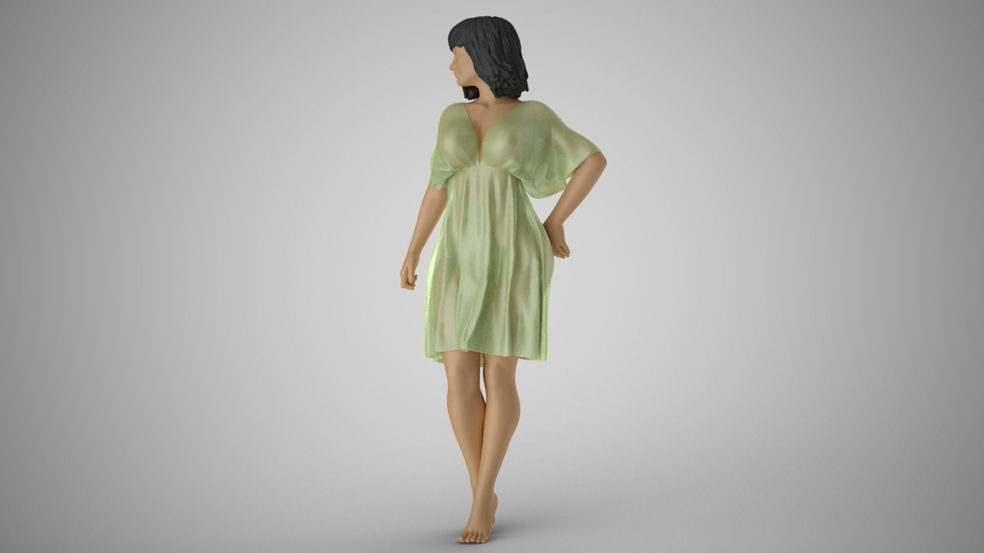 Young Woman Flashing 3D print model_10