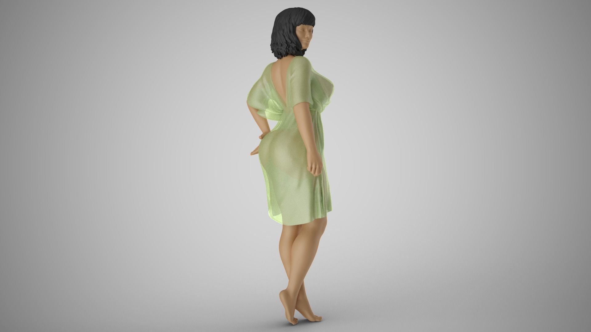 Young Woman Flashing 3D print model_5