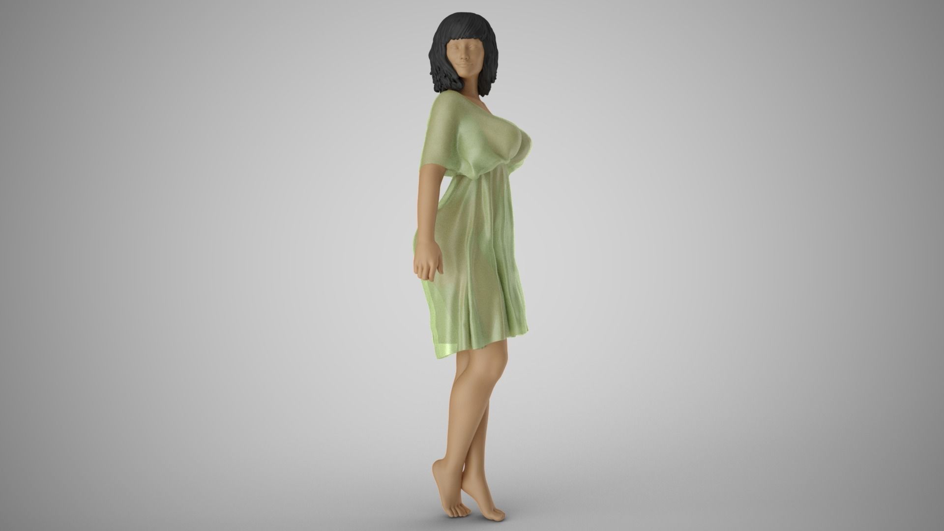Young Woman Flashing 3D print model_4