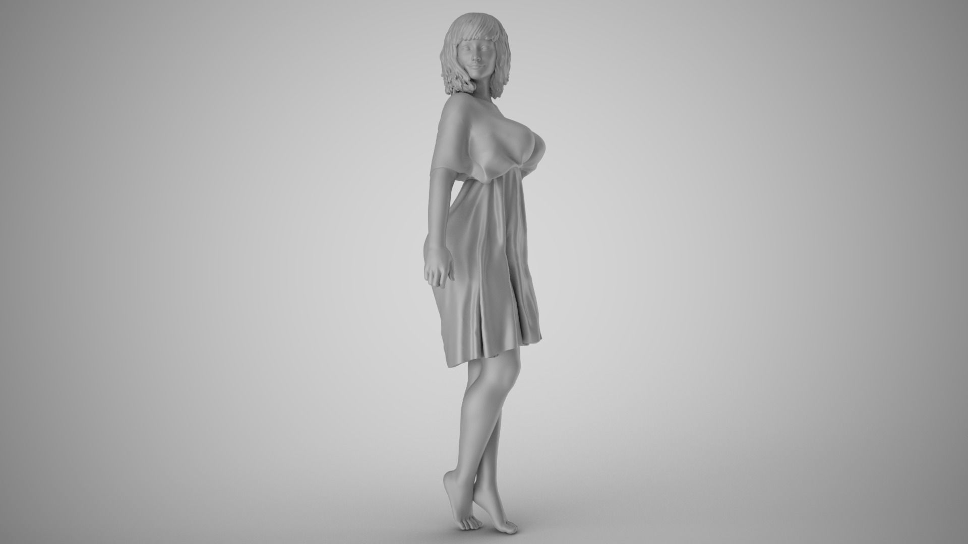 Young Woman Flashing 3D print model_3