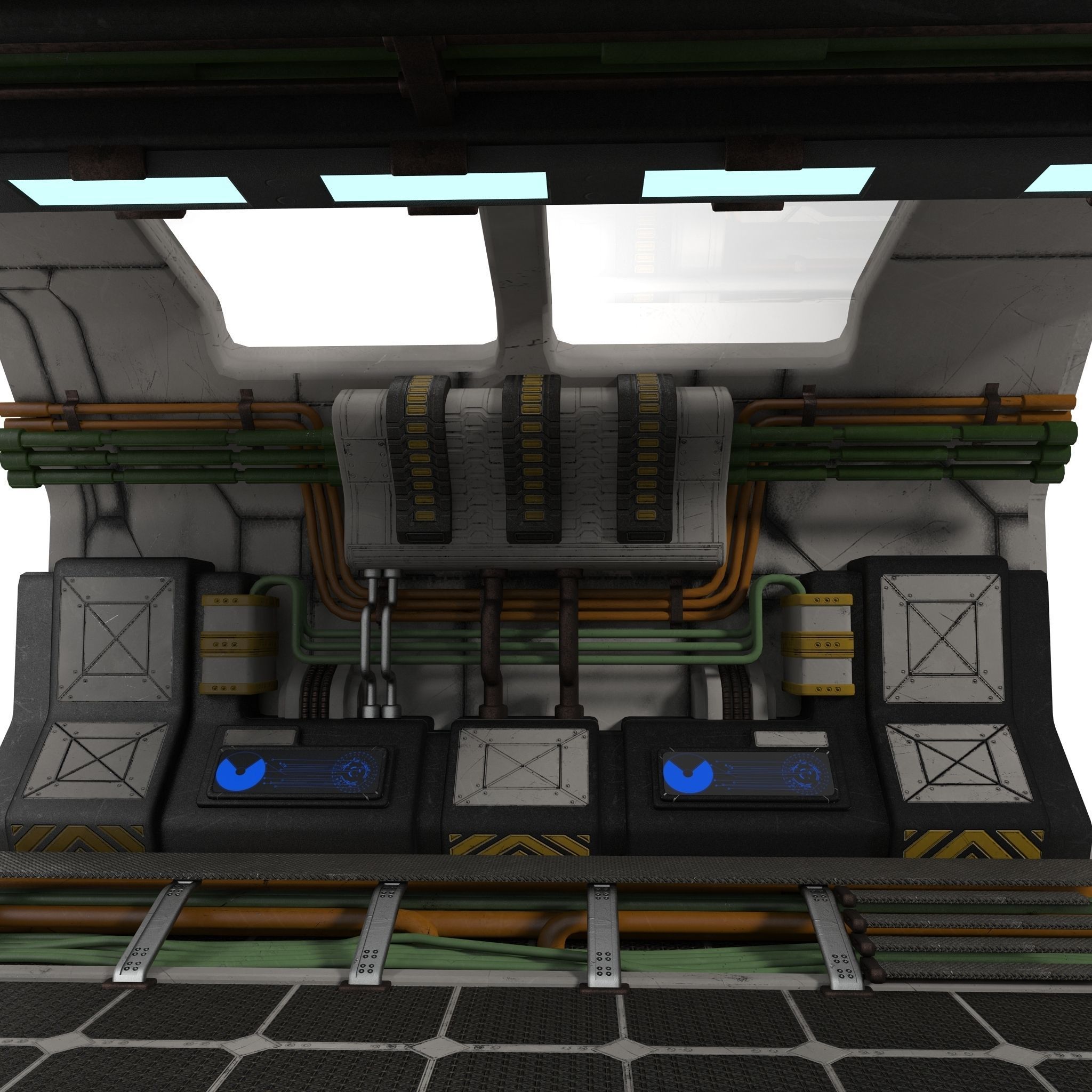 Sci Fi Corridor BIG Low-poly 3D model_10