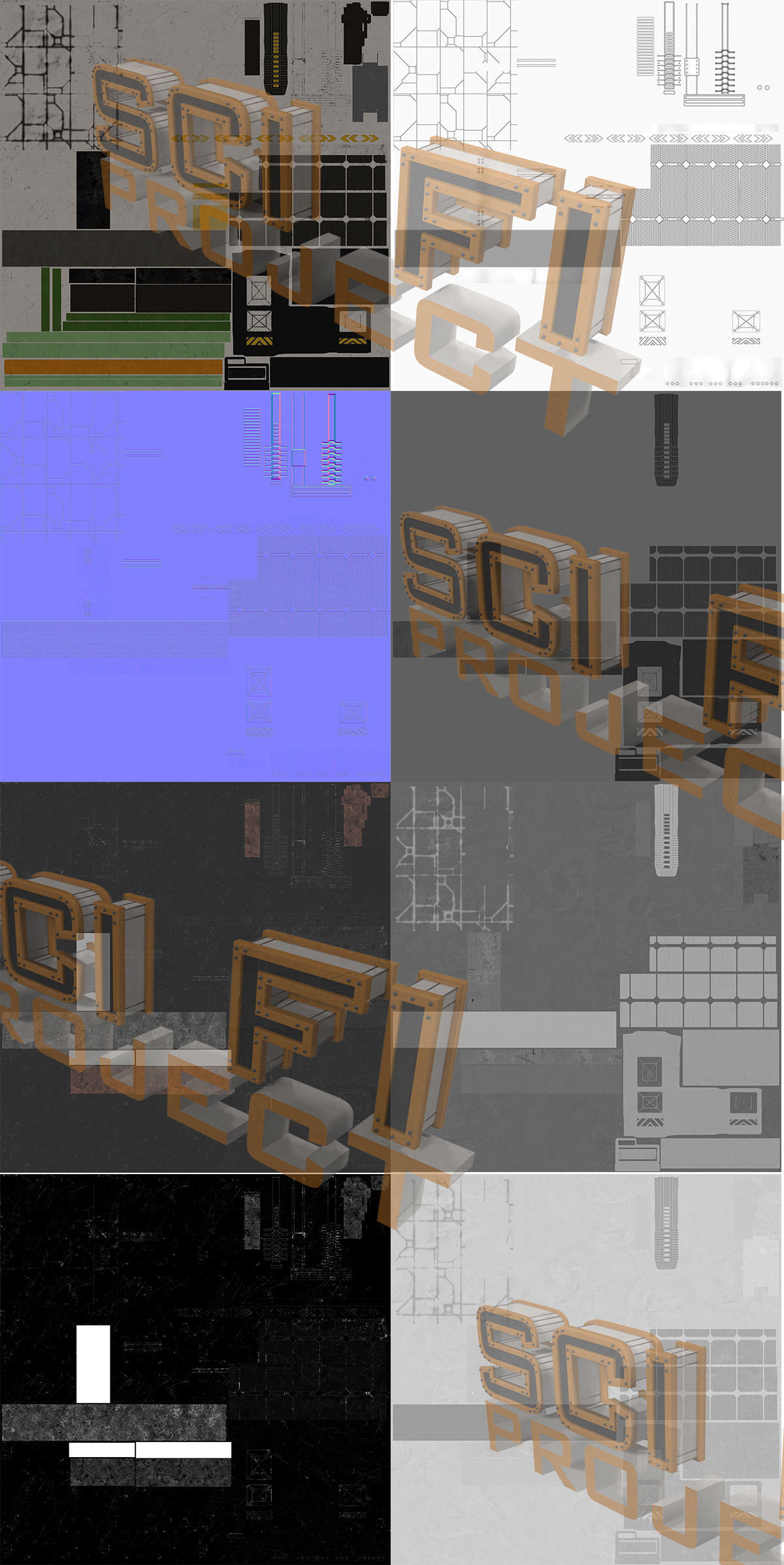 Sci Fi Corridor BIG Low-poly 3D model_9