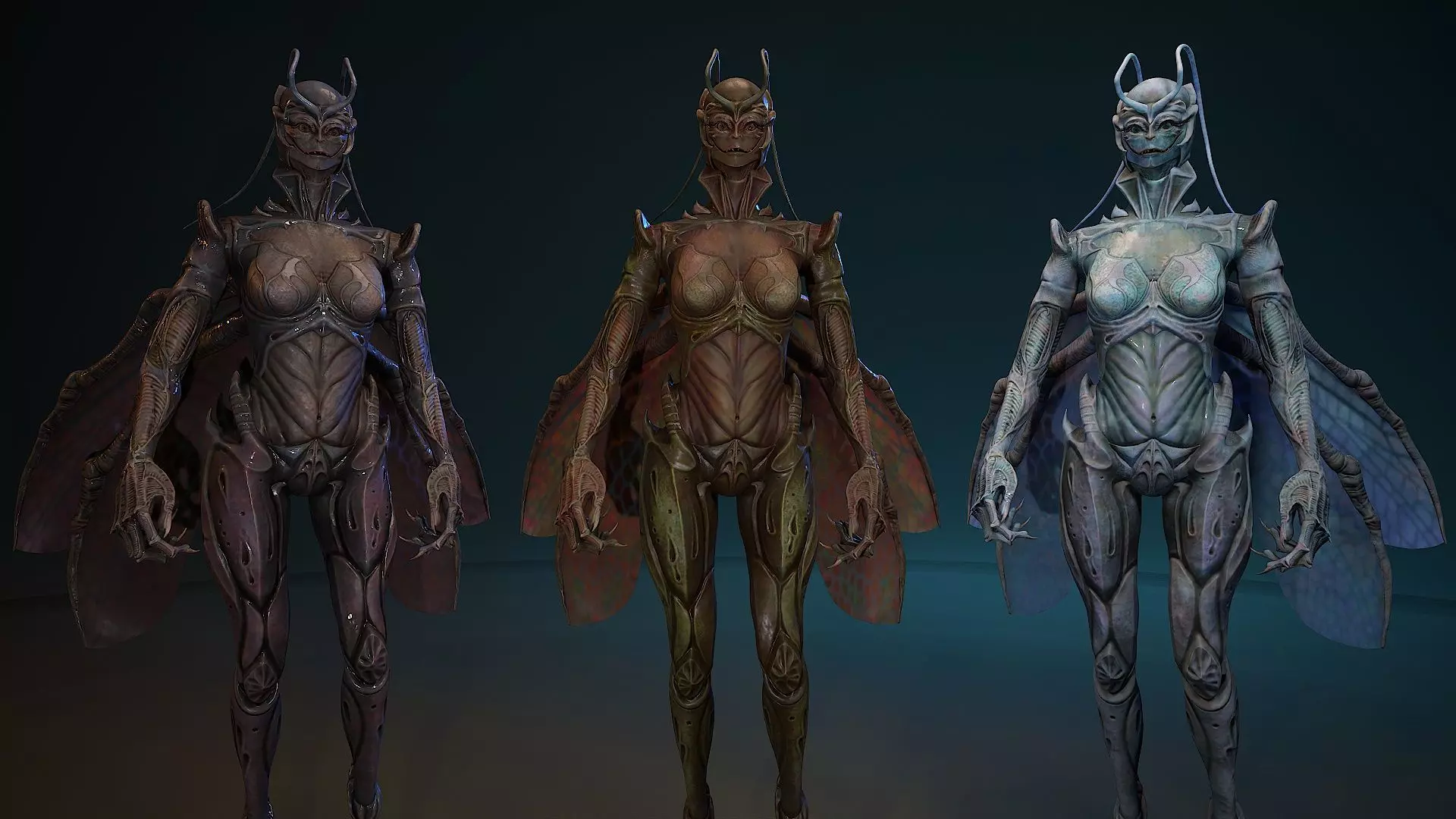 Insect girl Low-poly 3D model_0