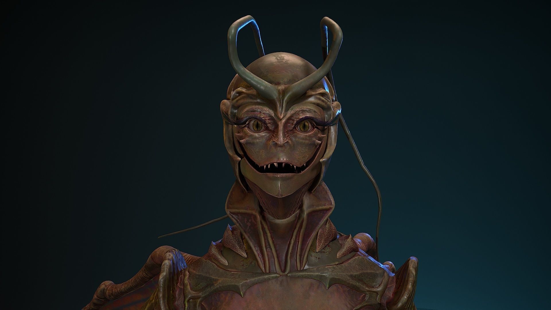 Insect girl Low-poly 3D model_8