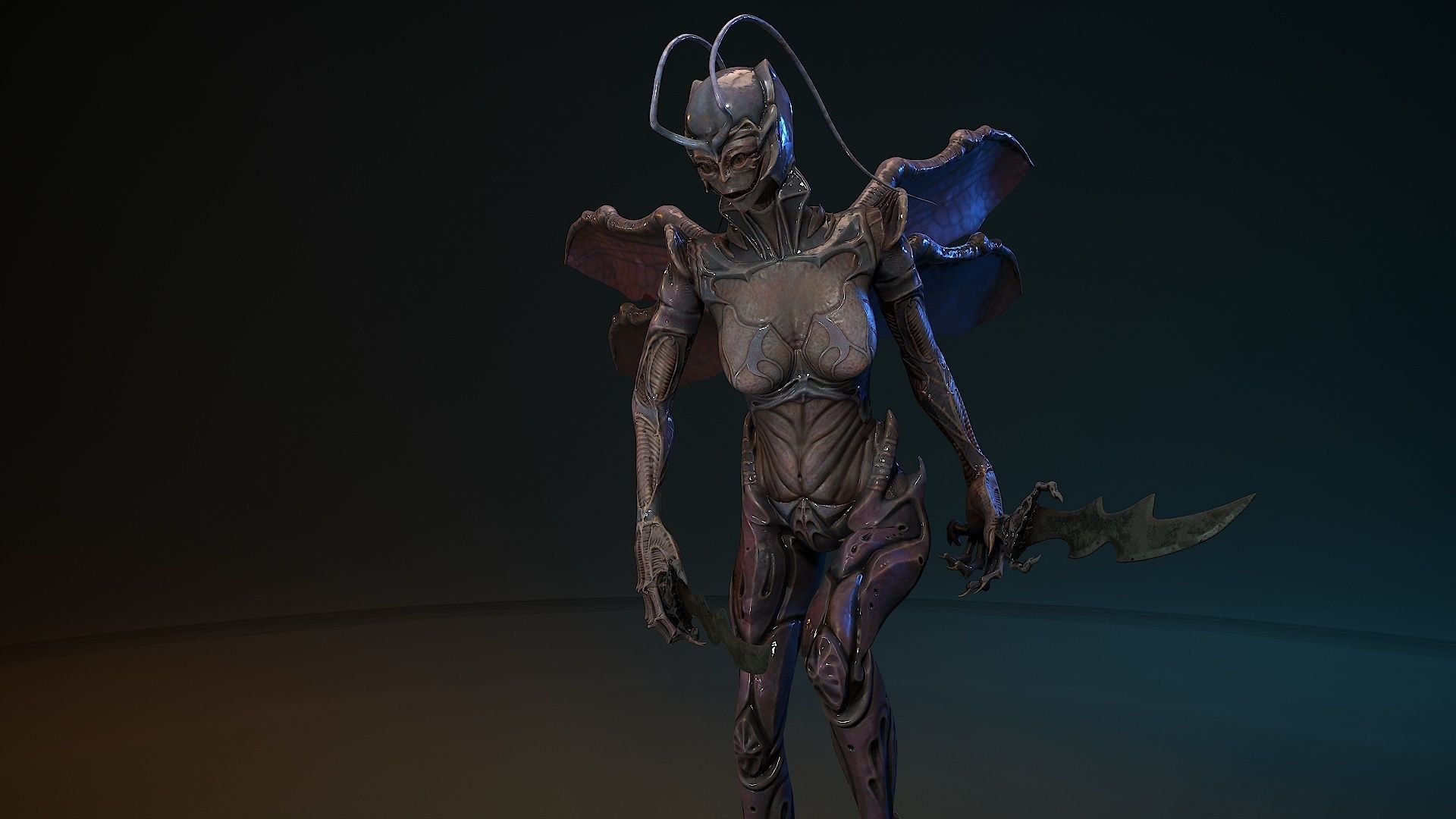 Insect girl Low-poly 3D model_12