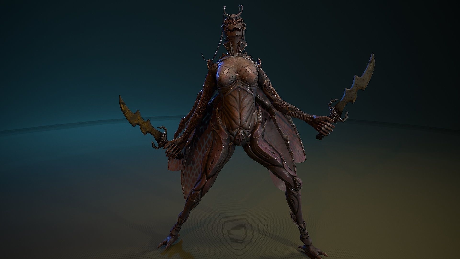 Insect girl Low-poly 3D model_15