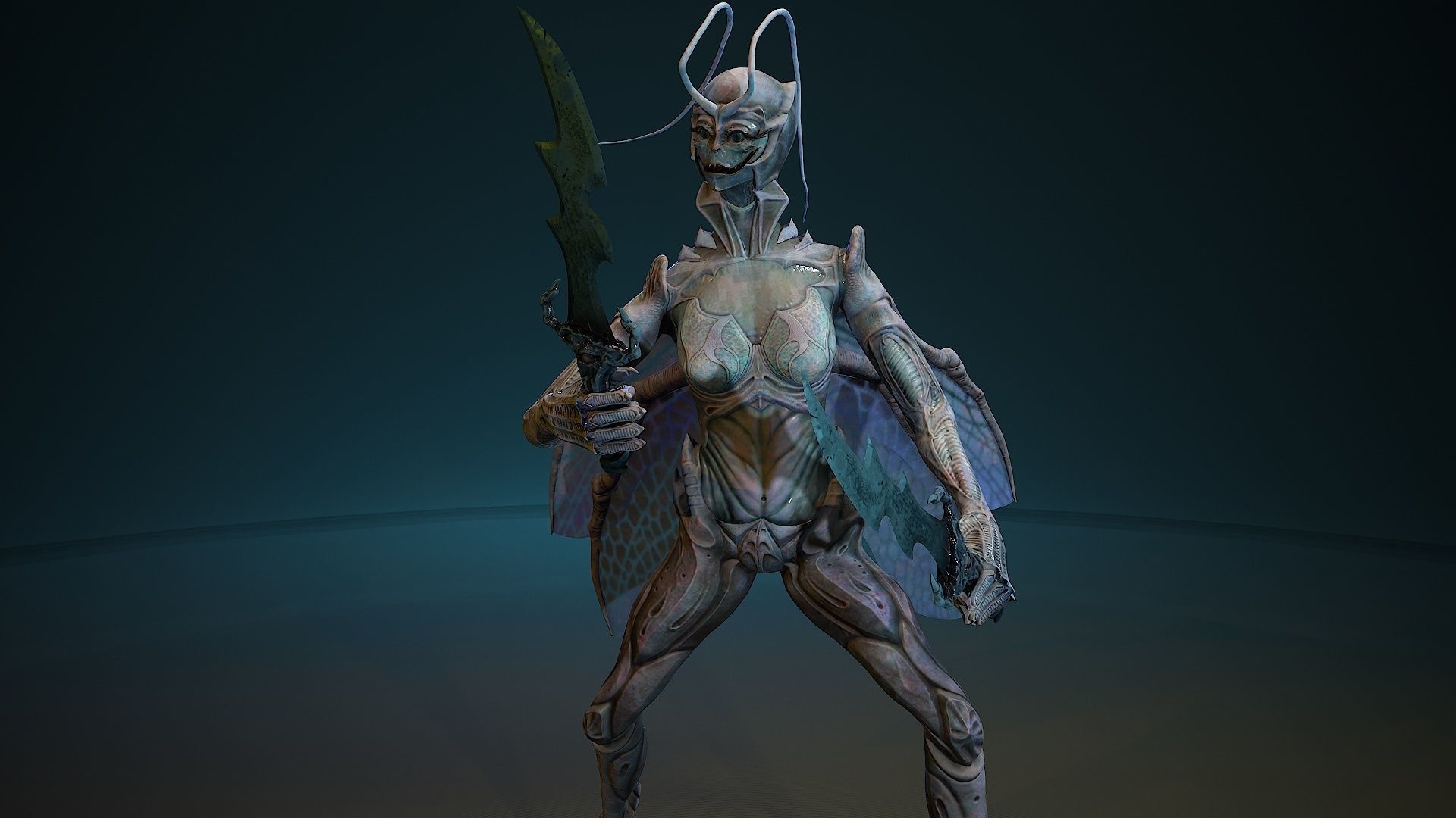 Insect girl Low-poly 3D model_16