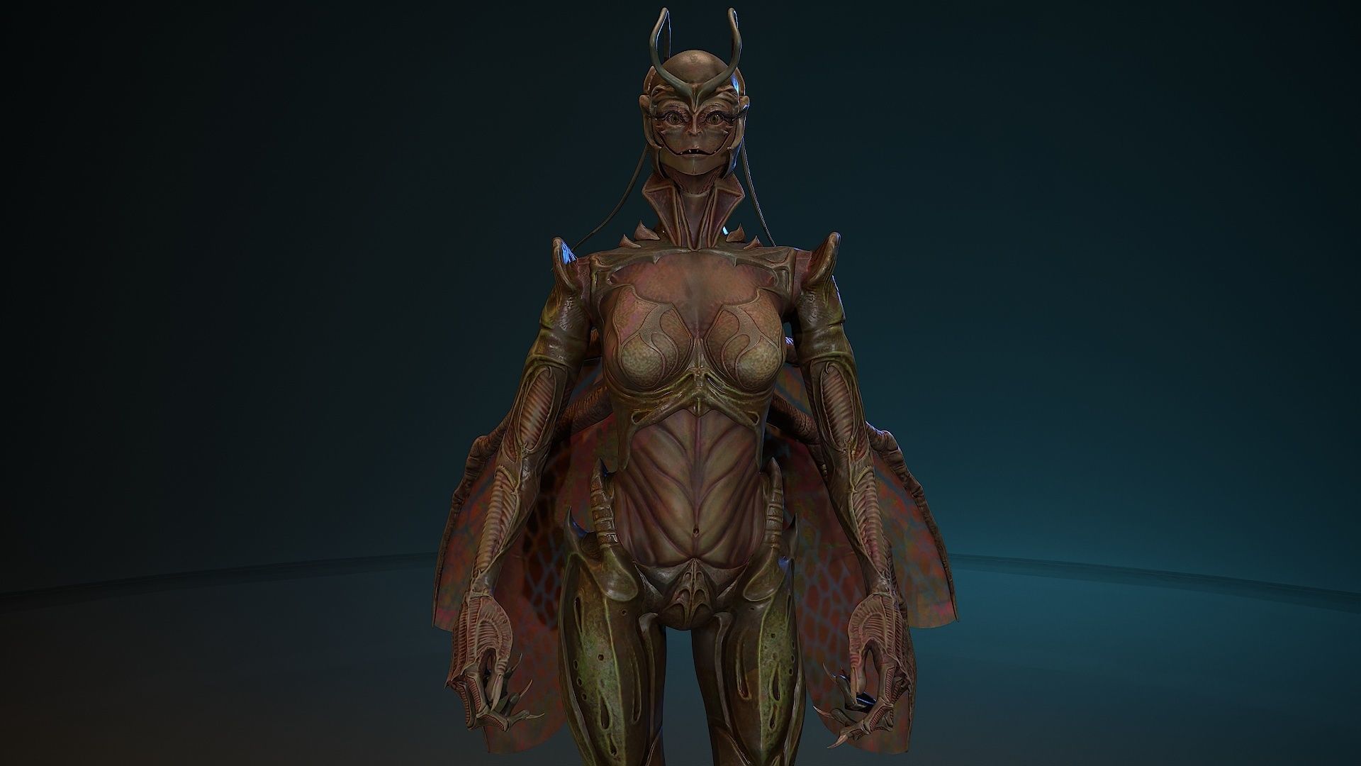 Insect girl Low-poly 3D model_2