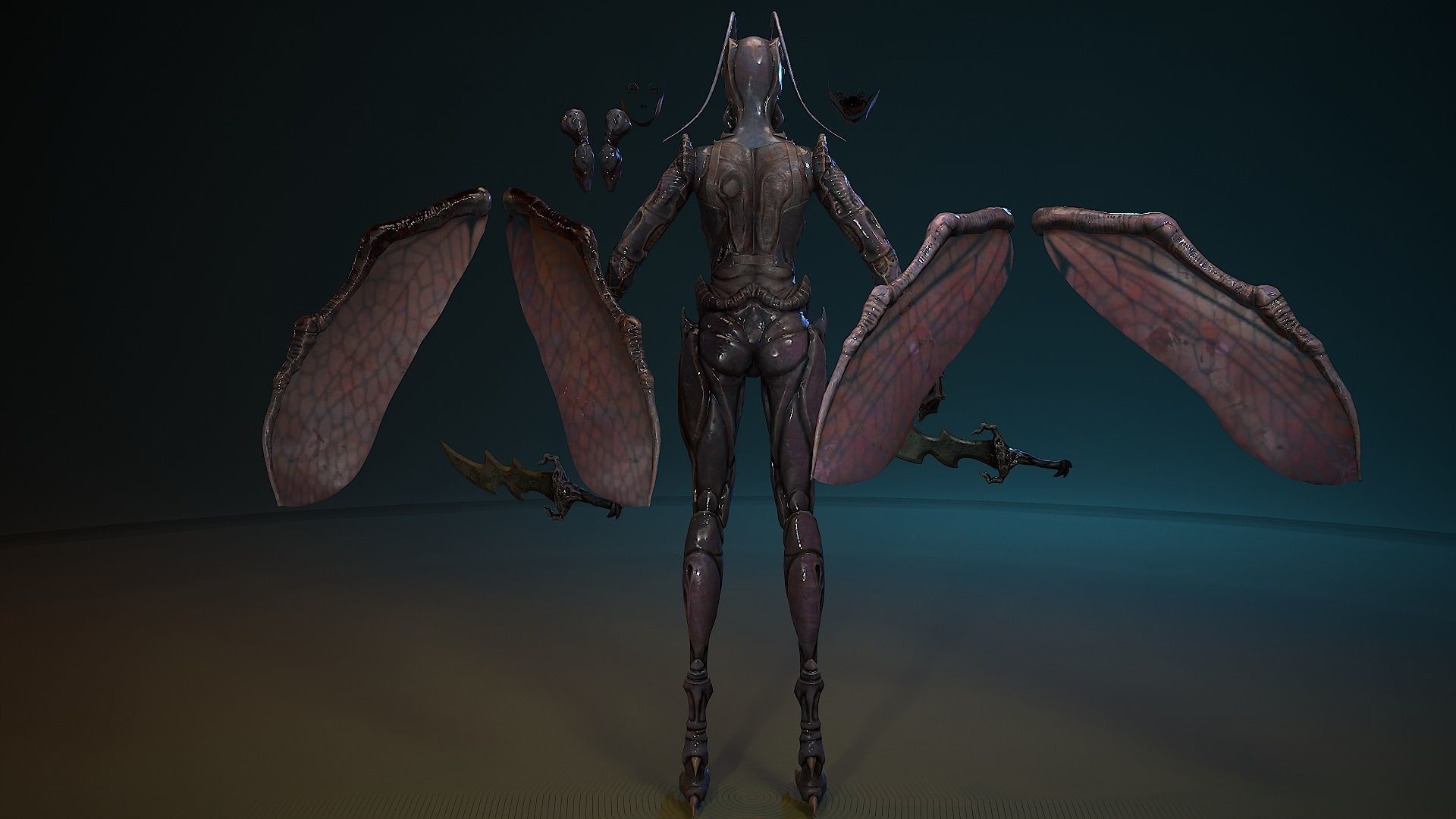 Insect girl Low-poly 3D model_23