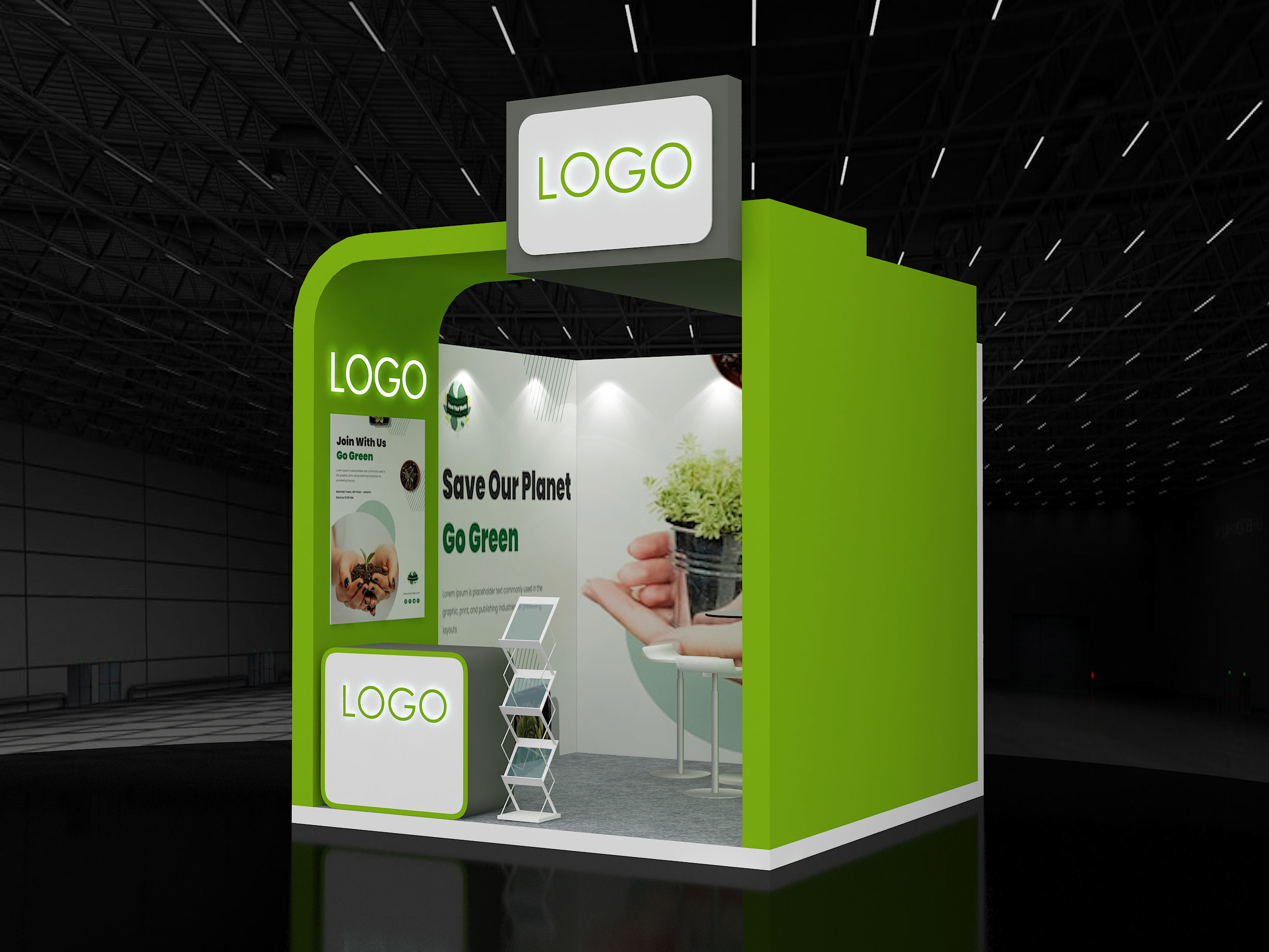 exhibition booth design 3x3m 3D print model_1