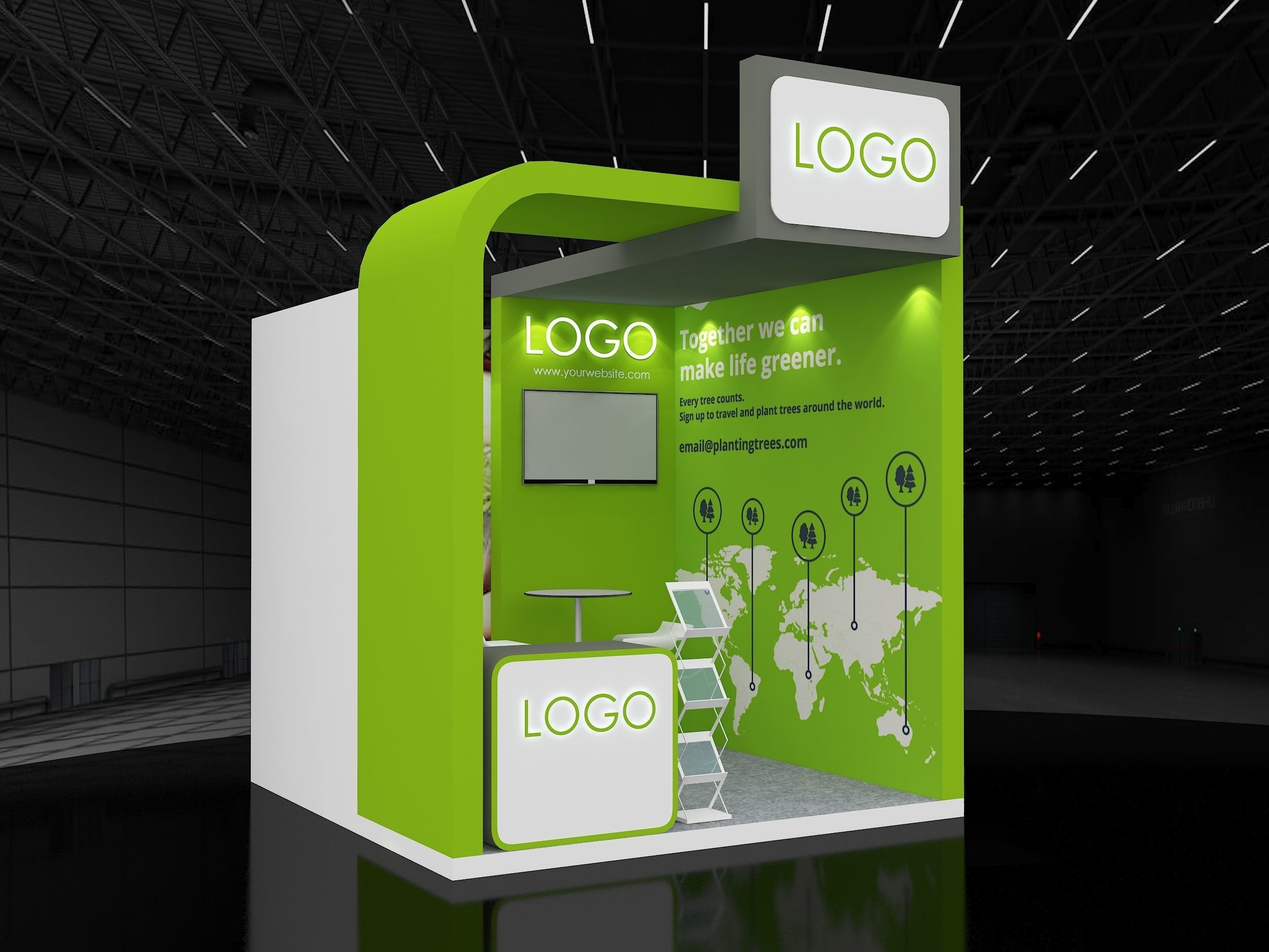 exhibition booth design 3x3m 3D print model_2