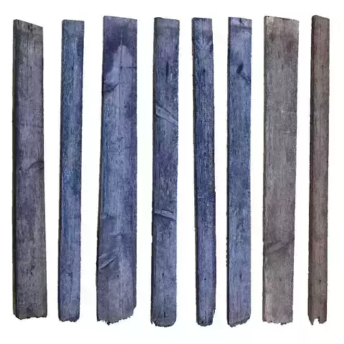 Set of old rotten wooden boards and rails