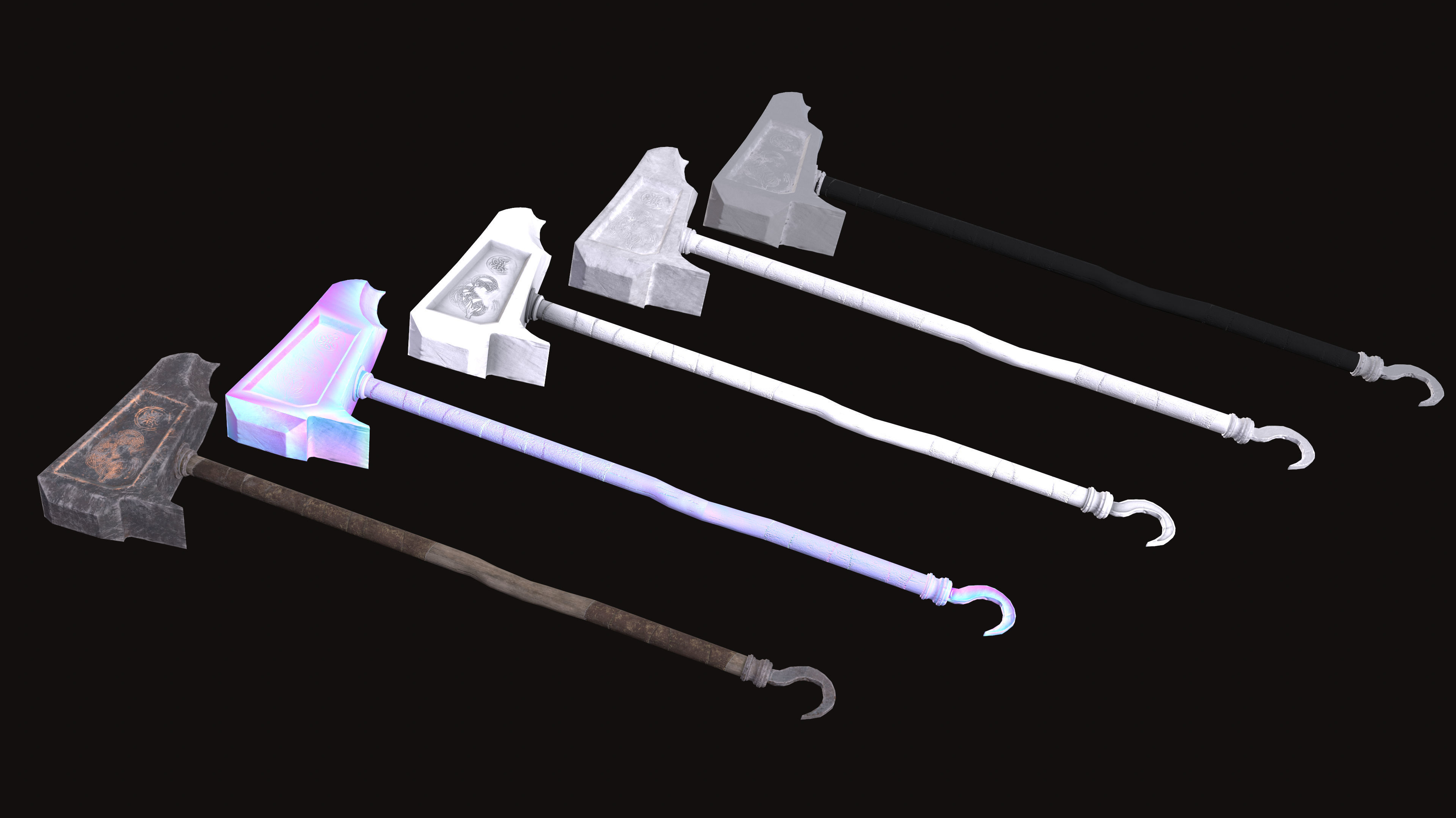 Great viking sword Great viking war hammer Medieval weapon pack Low-poly 3D model_13