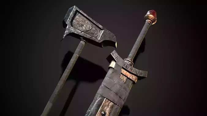 Great viking sword Great viking war hammer Medieval weapon pack