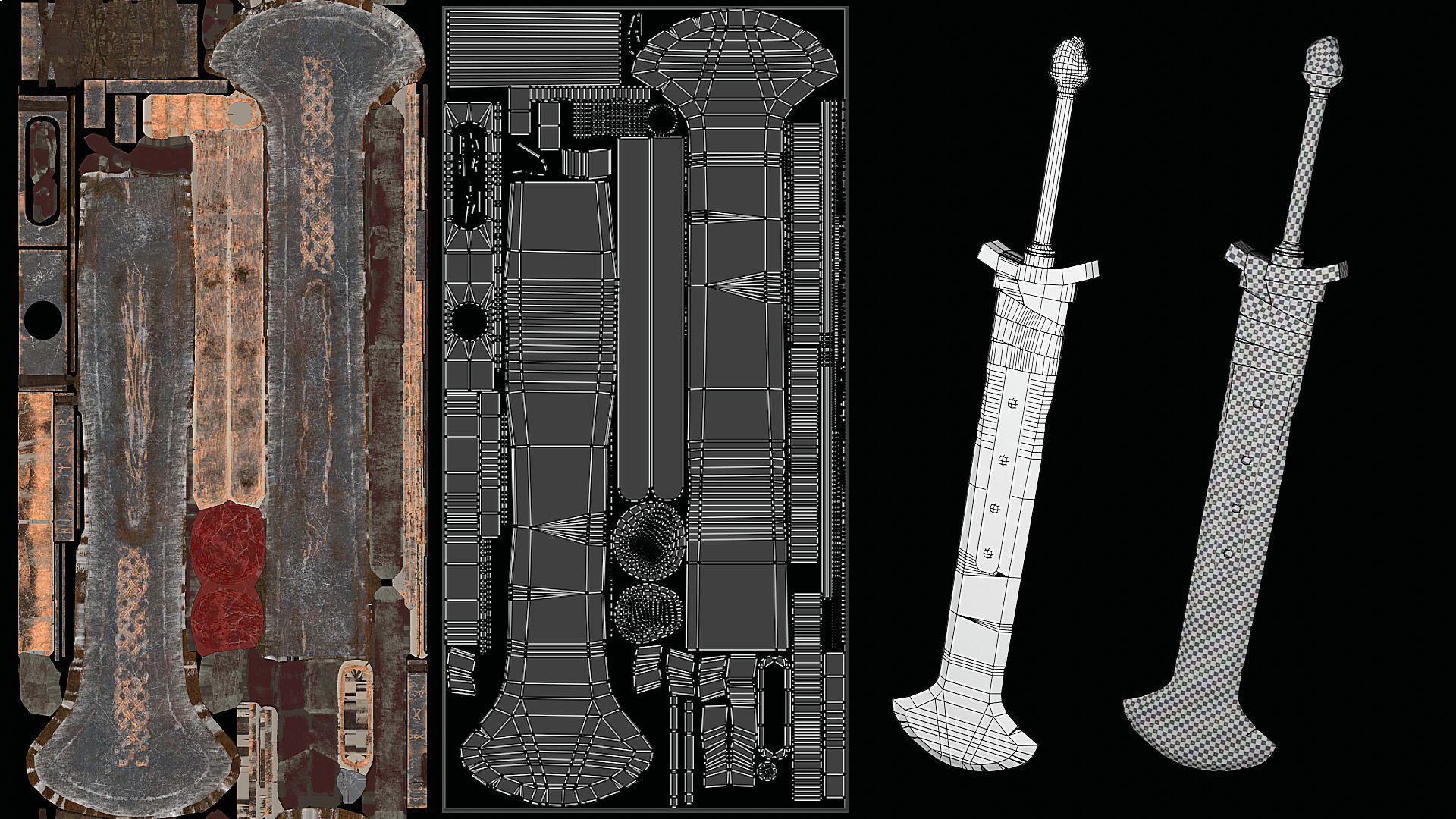 Great viking sword Great viking war hammer Medieval weapon pack Low-poly 3D model_14