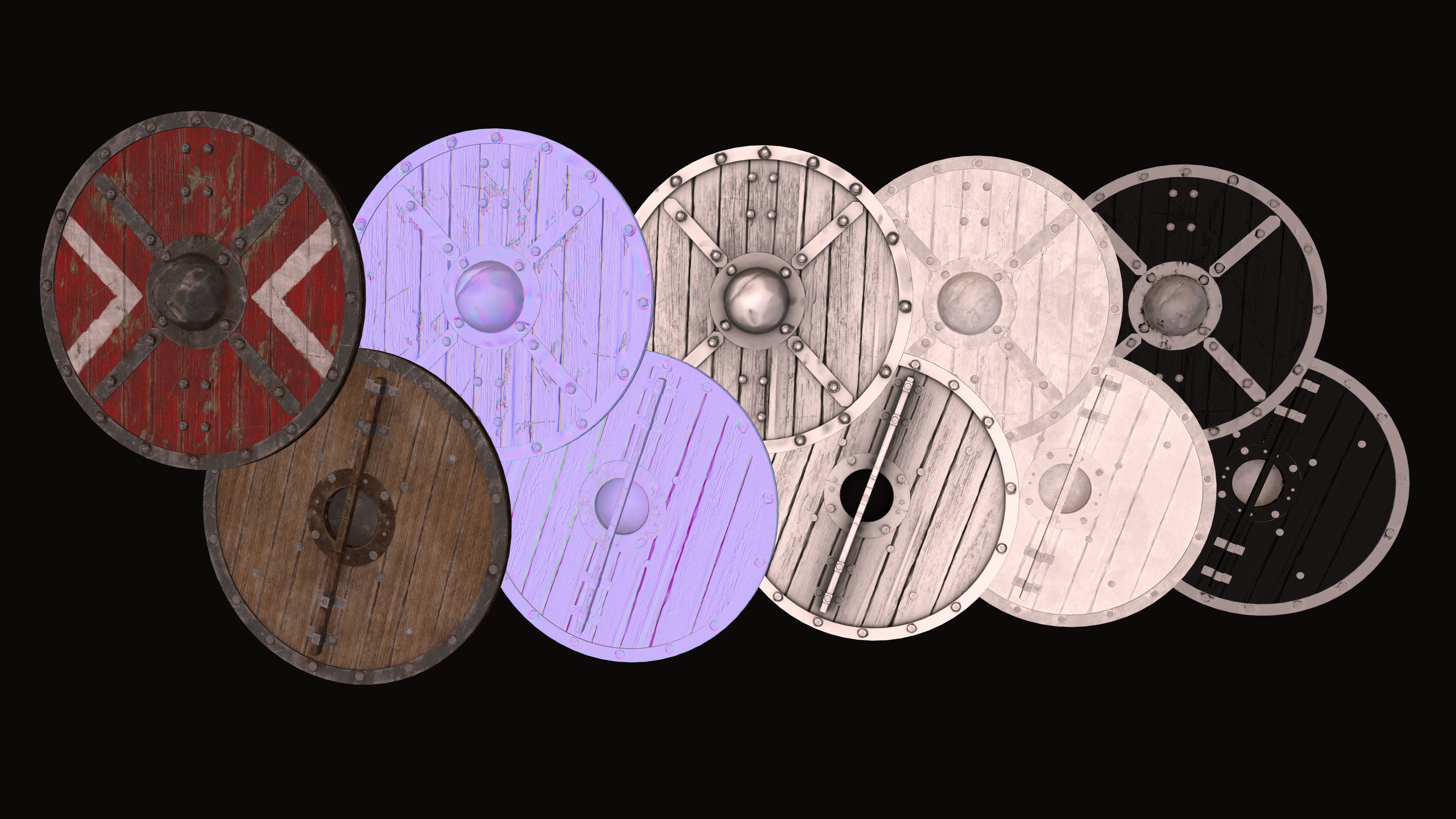 Great viking war hammer Viking axe Viking sword Viking Shields  Low-poly 3D model_30