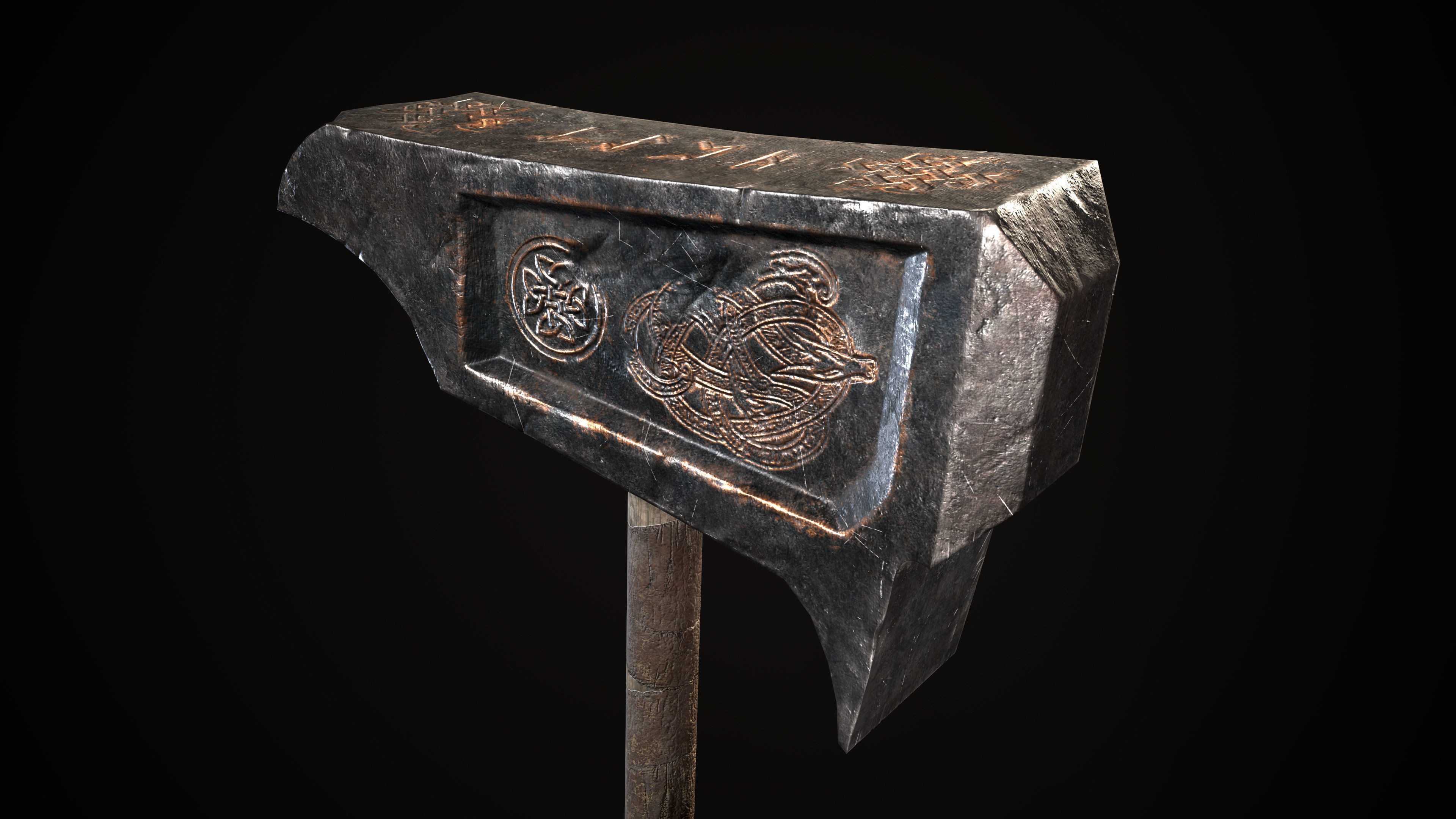 Great viking war hammer Viking axe Viking sword Viking Shields  Low-poly 3D model_13