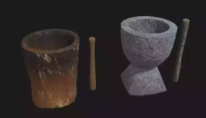 Korean Traditional Mortar Jeolgu 01-02 Low-poly 3D model