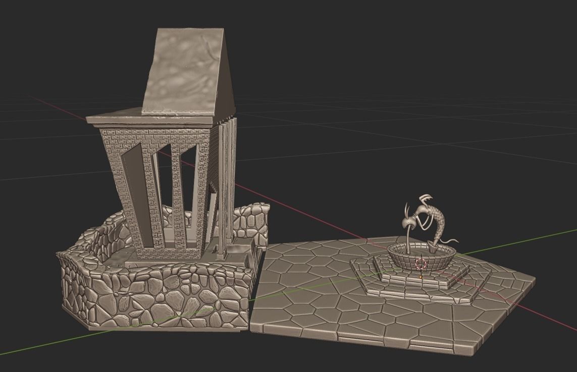 Square and Fountain - Halloween Town Project 3D Print Model 3D print model_1