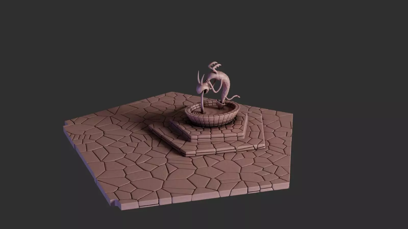 Square and Fountain - Halloween Town Project 3D Print Model 3D print model_0