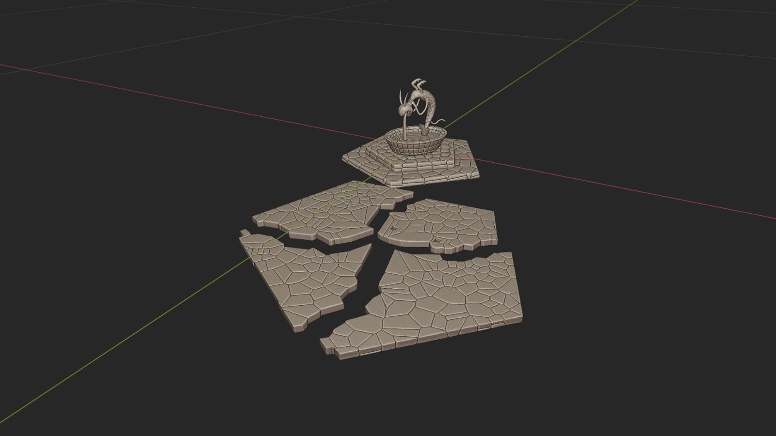 Square and Fountain - Halloween Town Project 3D Print Model 3D print model_3