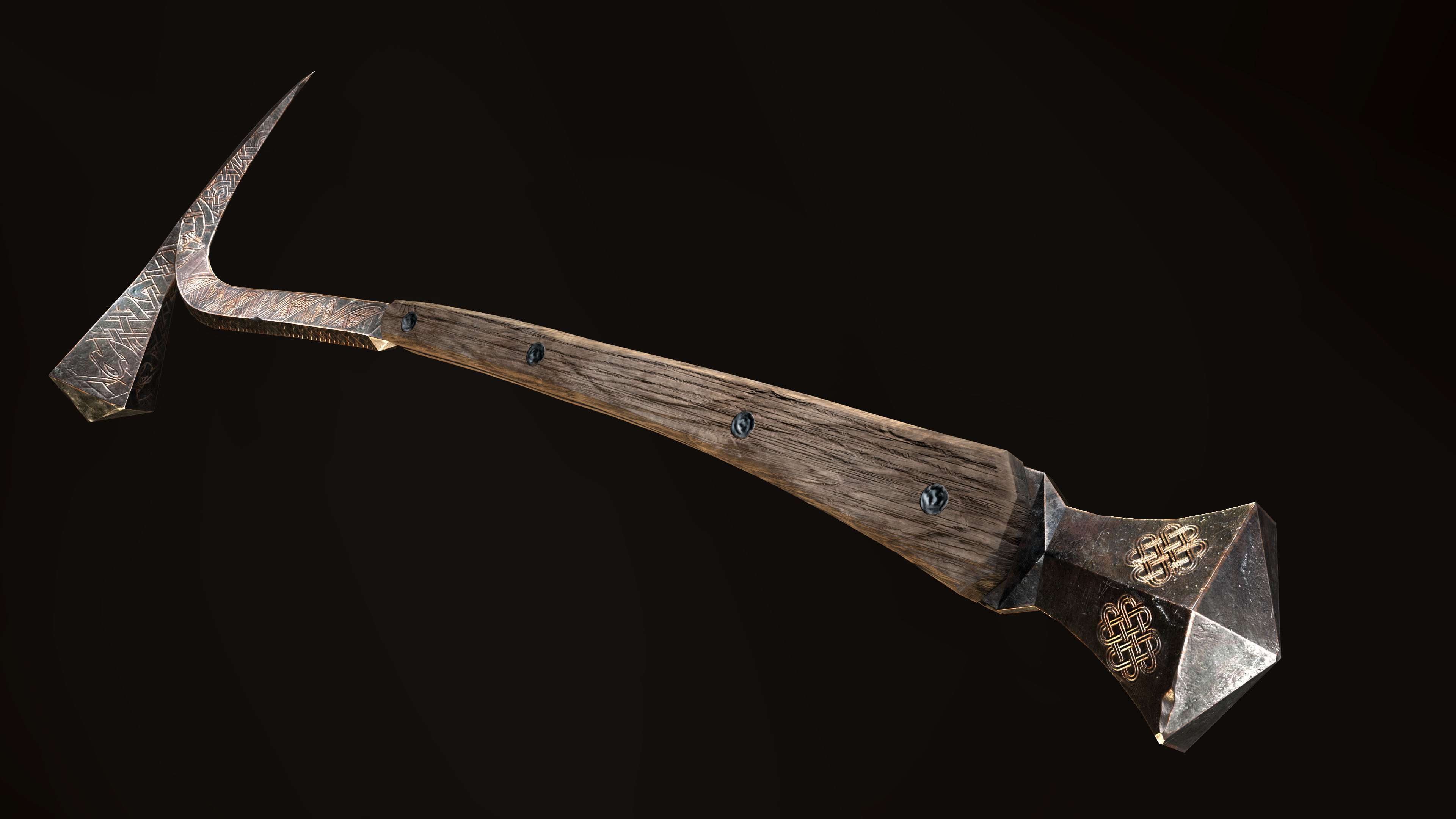 Viking Sword Axe War hammer Great sword Great war hammer Shields Low-poly 3D model_33