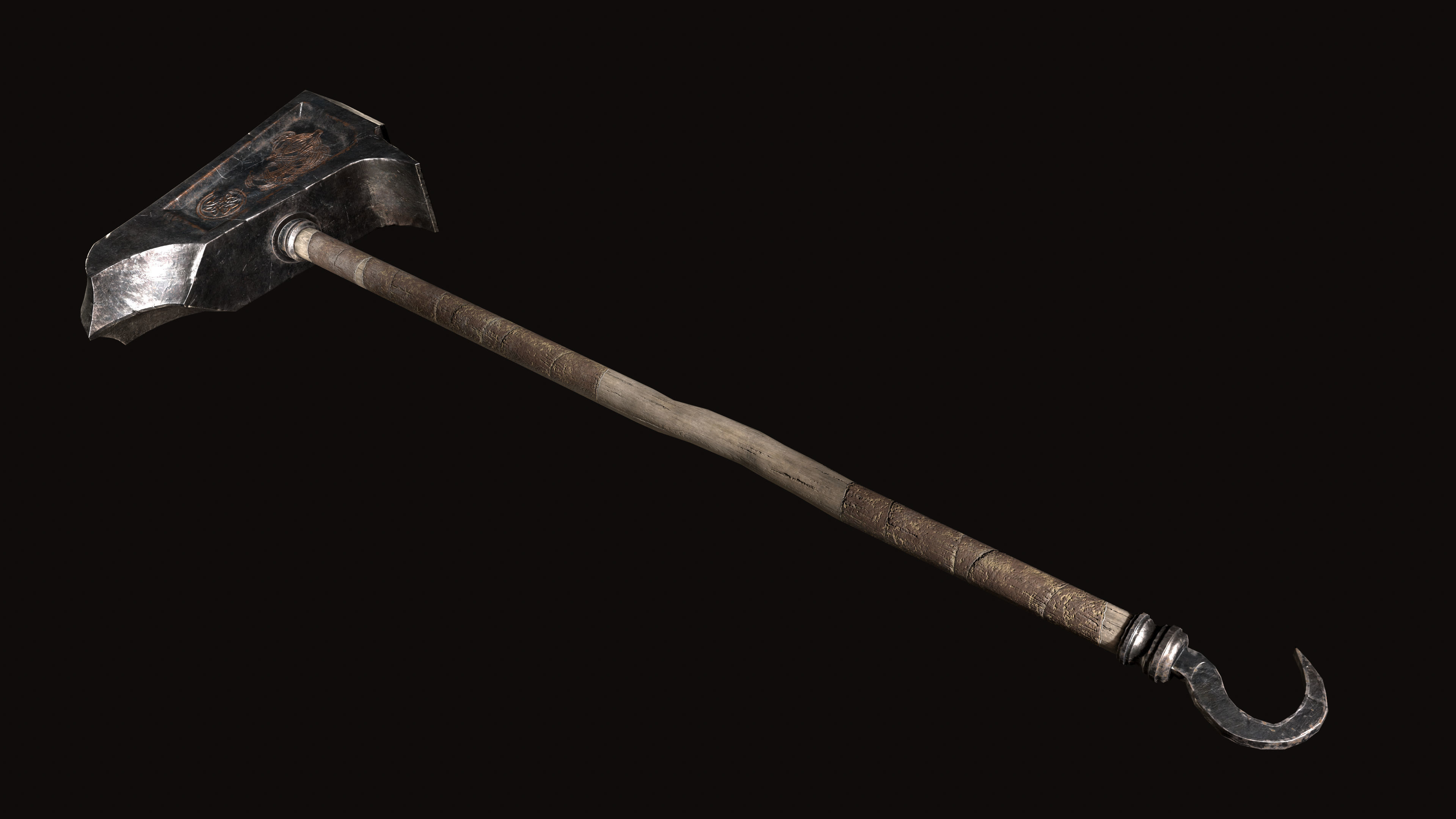 Viking Sword Axe War hammer Great sword Great war hammer Shields Low-poly 3D model_17