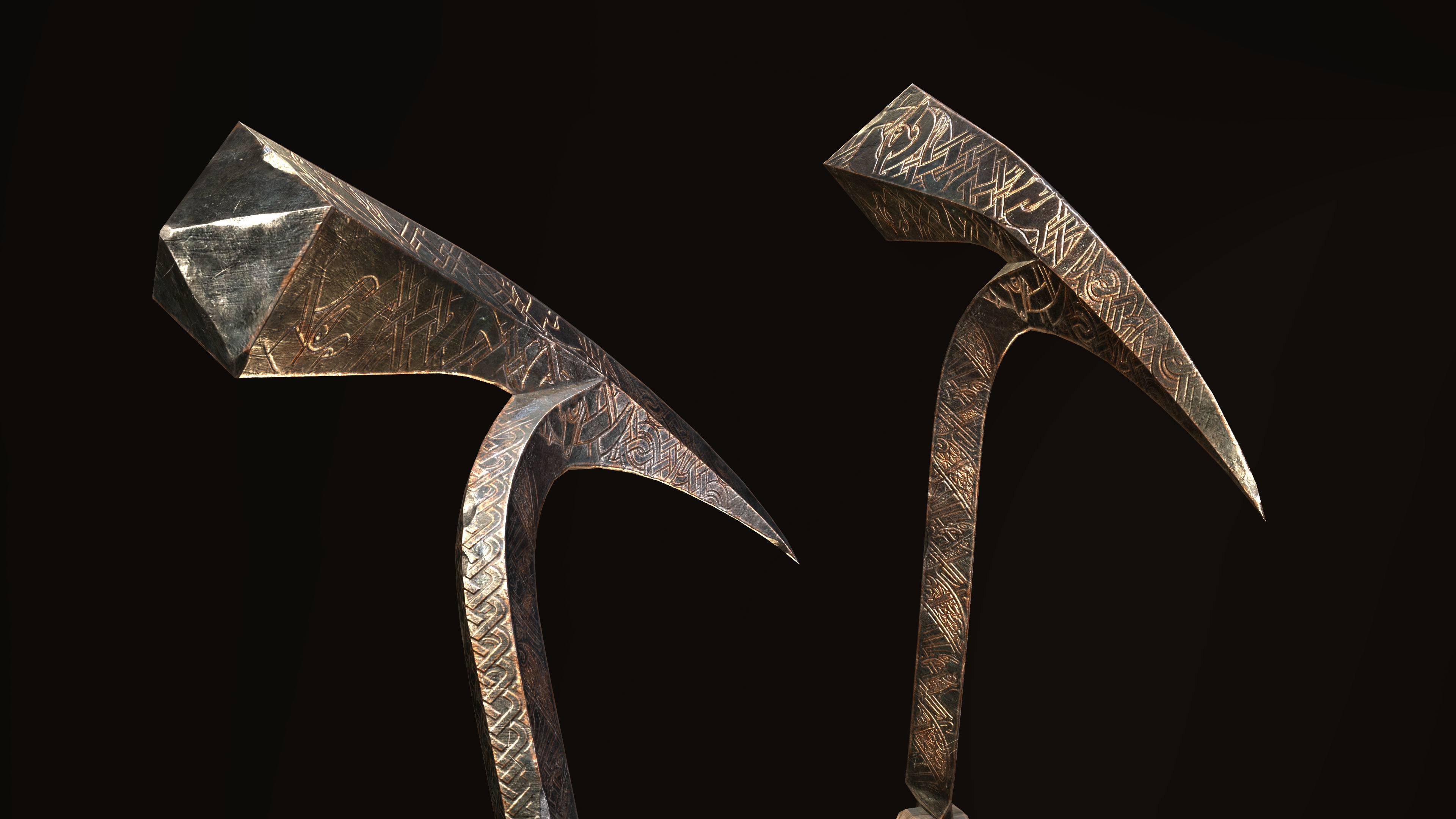 Viking Sword Axe War hammer Great sword Great war hammer Shields Low-poly 3D model_34