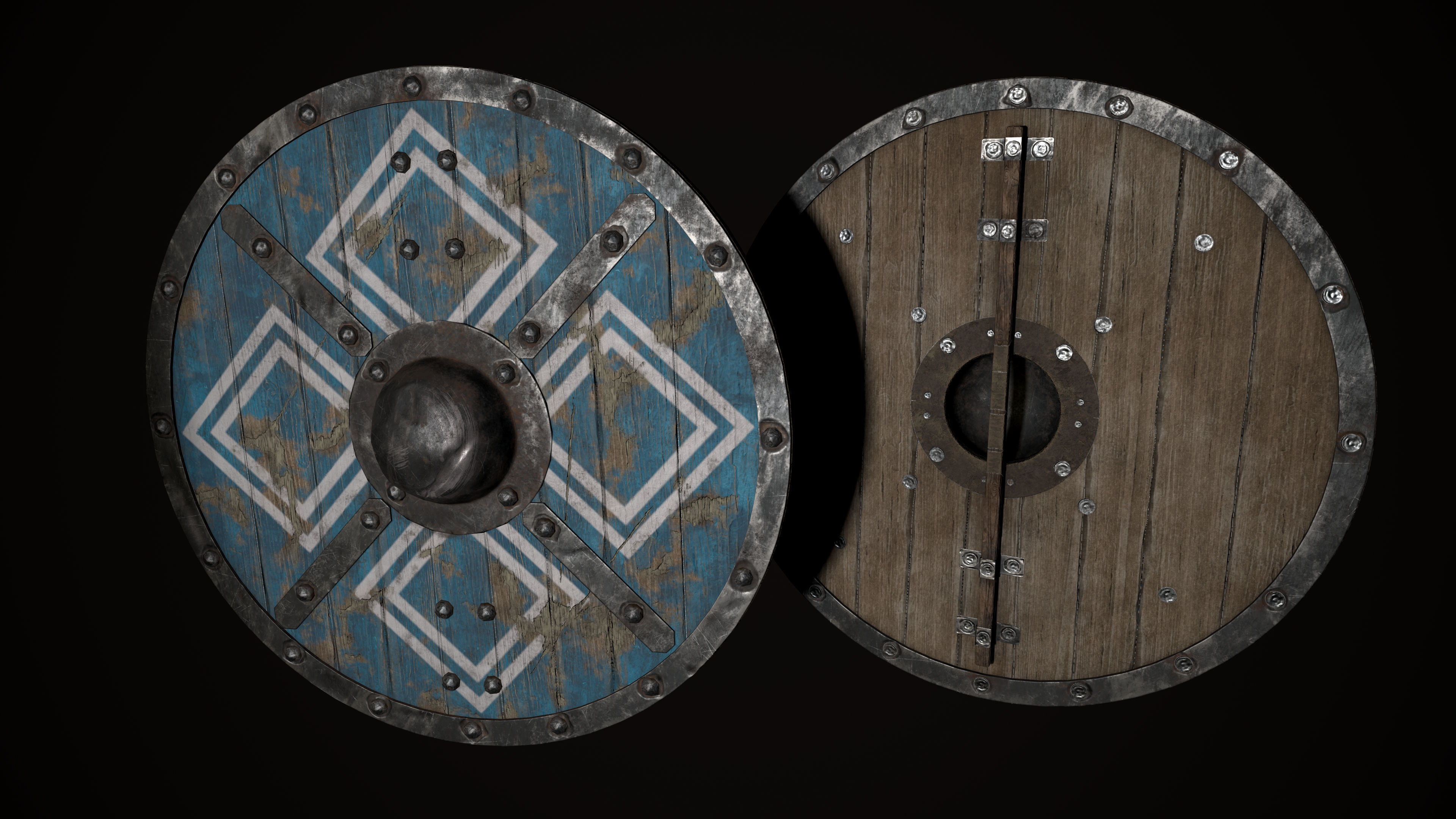 Viking Sword Axe War hammer Great sword Great war hammer Shields Low-poly 3D model_40