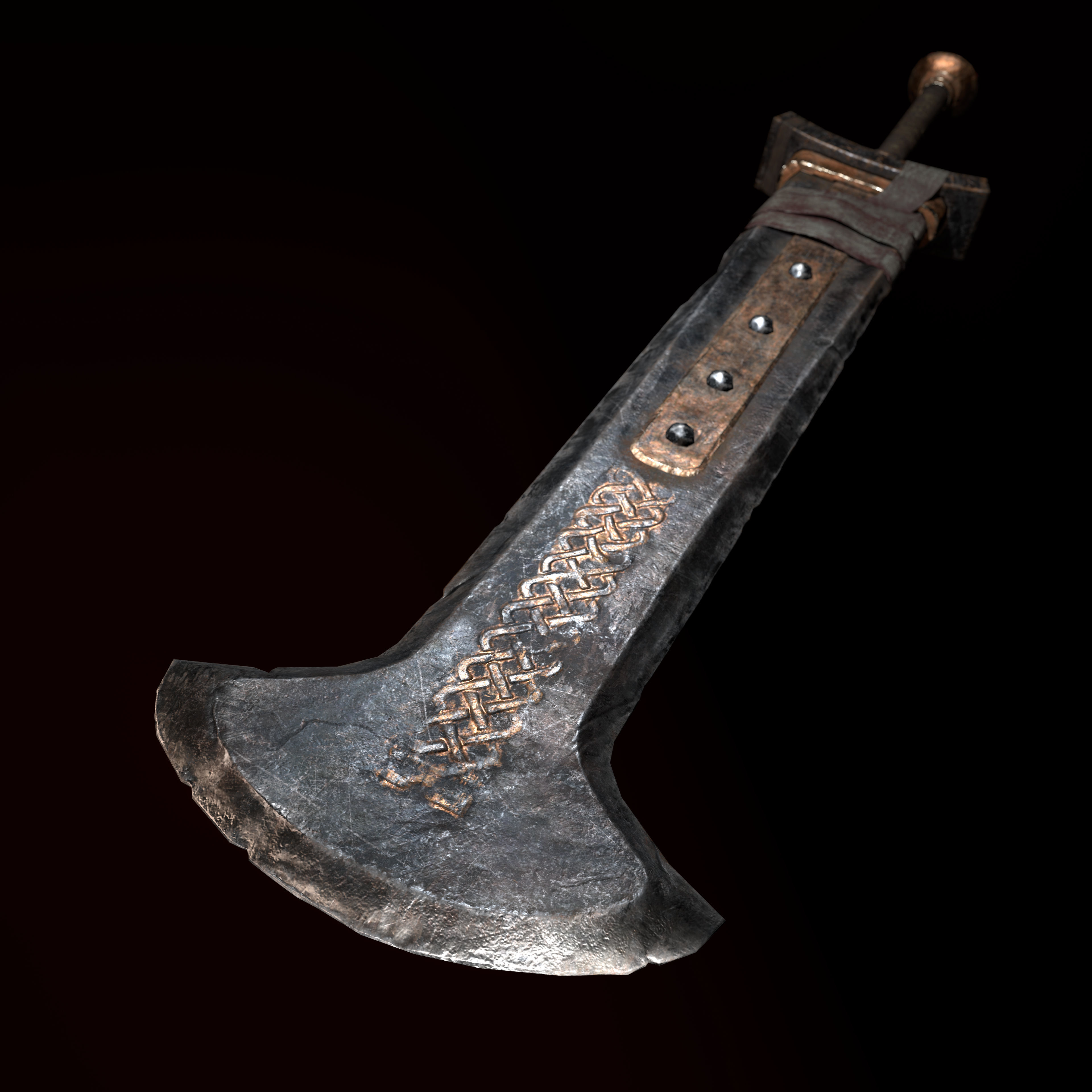 Viking Sword Axe War hammer Great sword Great war hammer Shields Low-poly 3D model_23